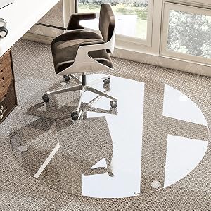 HARRITPURE Tempered Glass Chair Mat 46 inch Heavy Duty Round Hard Floor Mat for Office Desk Rolling Chair