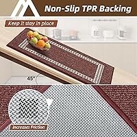 Vista 3 de COSY HOMEER Alfombras de cocina antideslizantes 20x30/20x48 pulgadas Tapete grueso de polipropileno para estar de pie en el hogar, lavable a Rojo