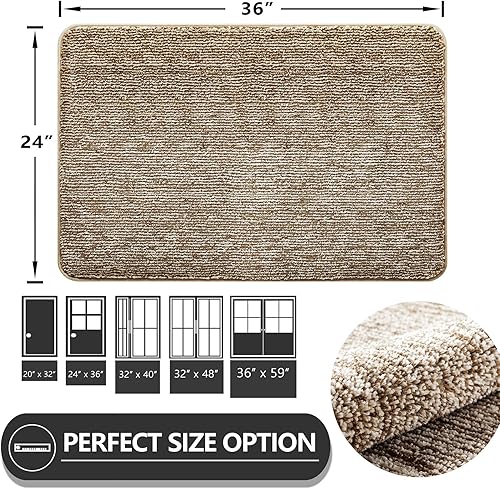 Miniatura 54 de Tapete para puerta delantera, antideslizante, con parte trasera de goma, súper-absorbente, tapetes mágicos atrapa nieve y barro, tapete