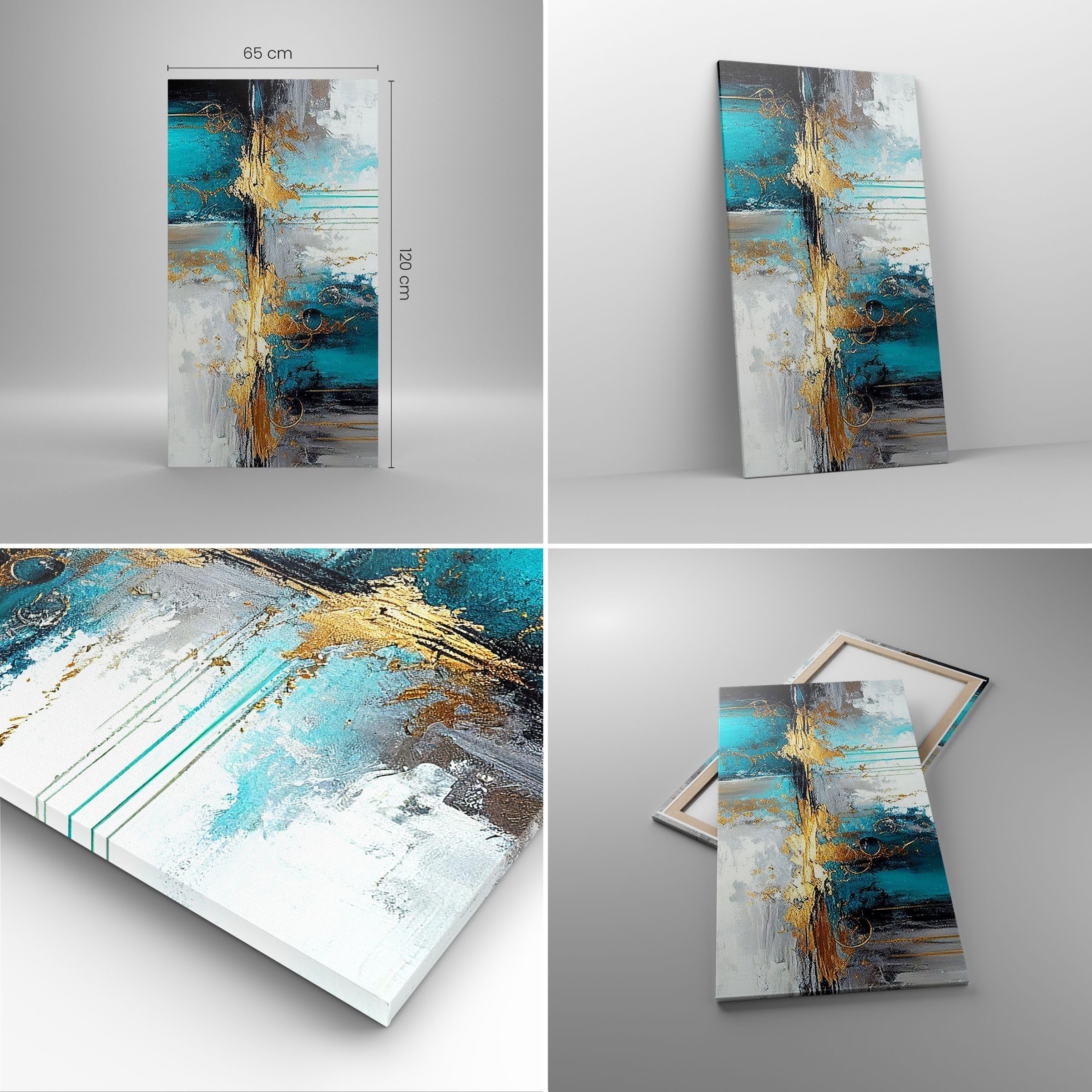 Leinwandbild 65x120 cm Wandbild Abstrakt Kunst - 5774 | Deco Hallo Vertikal Groß XXL Wanddekoration Wohnzimmer Schlafzimmer Wandkunst Wanddeko Wand Kunstdruck Küche ARTTOR