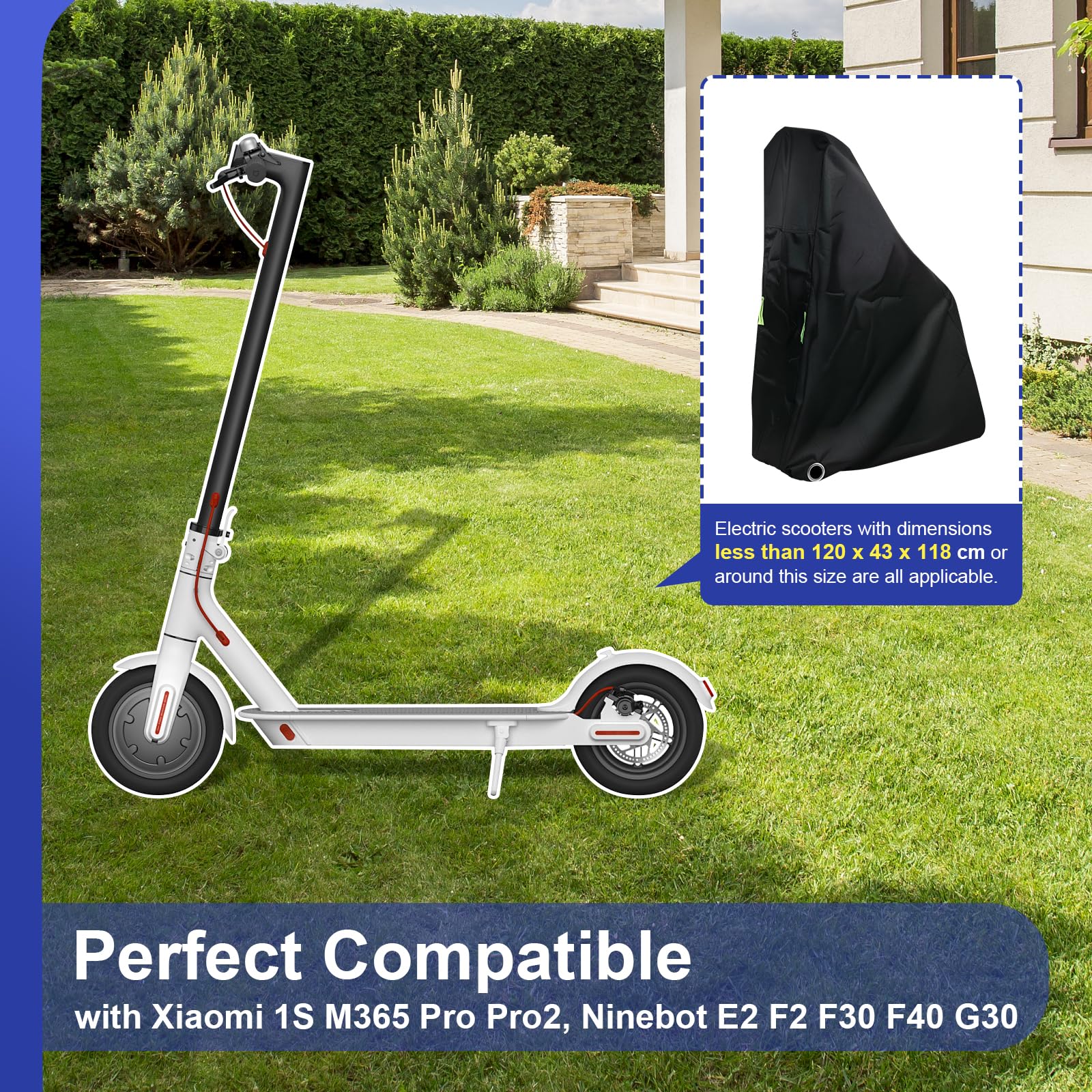 Scooter Abdeckplane 420D Oxford wasserdicht & Winterfest,Universell Kompatibel mit meisten Elektroscooter