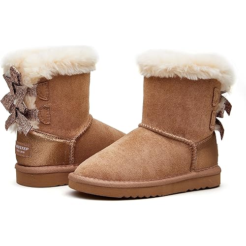 Weestep Girls Toddler Little Kid Warm Fur Winter Ankle Flat Snow Boot
