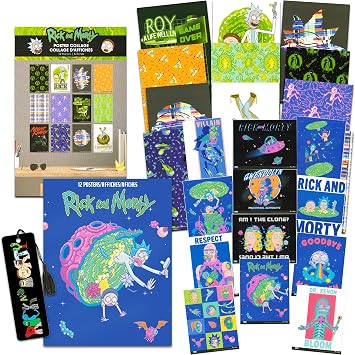 Rick and Morty Artwork Decoration Wall Art Ultimate Set - 24 Rick and Morty Posters Wall Art with Bookmark Rick and Morty Room Decoration