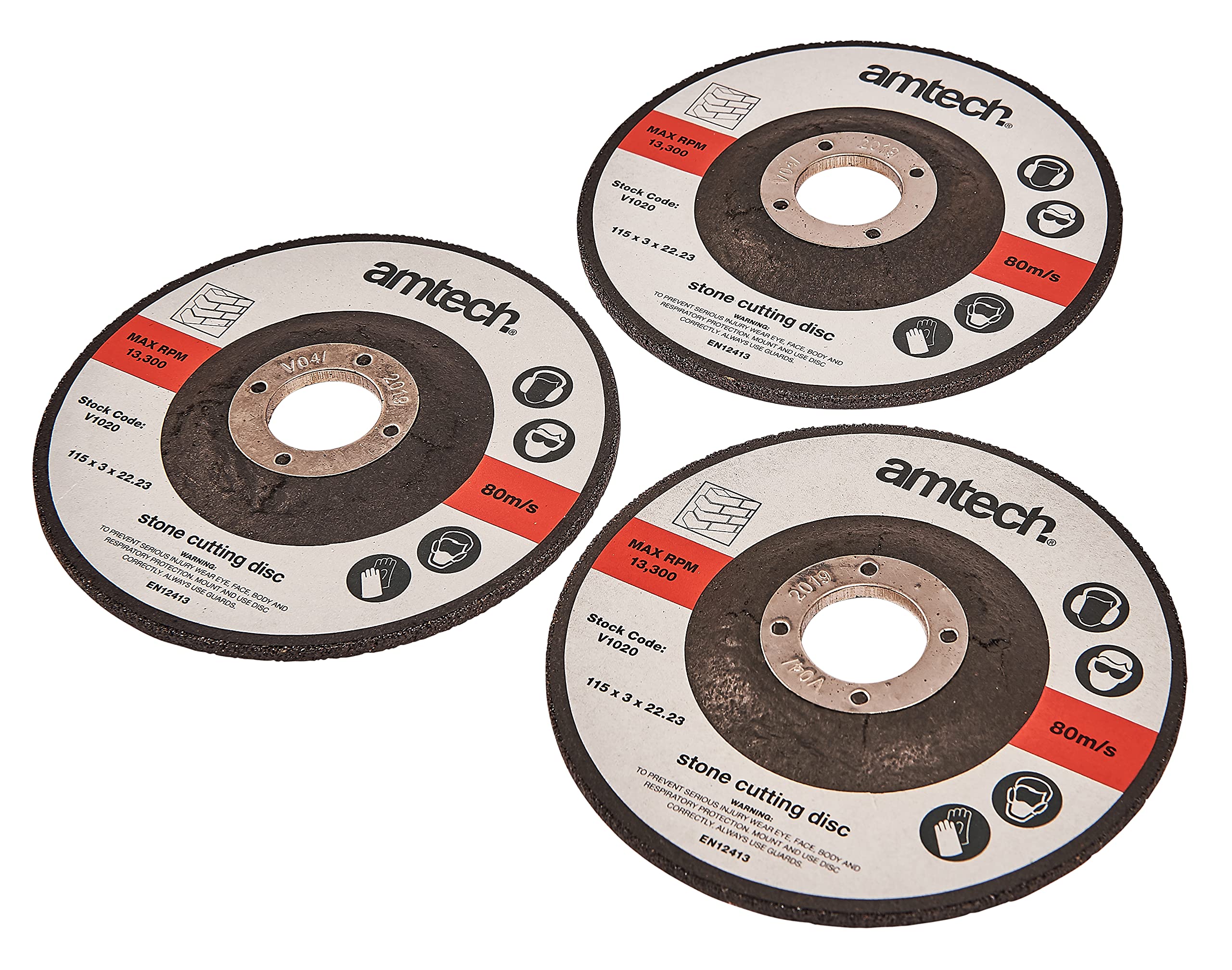 Amtech - 3pc 115mm Stone Cutting Disc Set, High-Speed Design for Brick, Block and Masonry Cutting Tasks