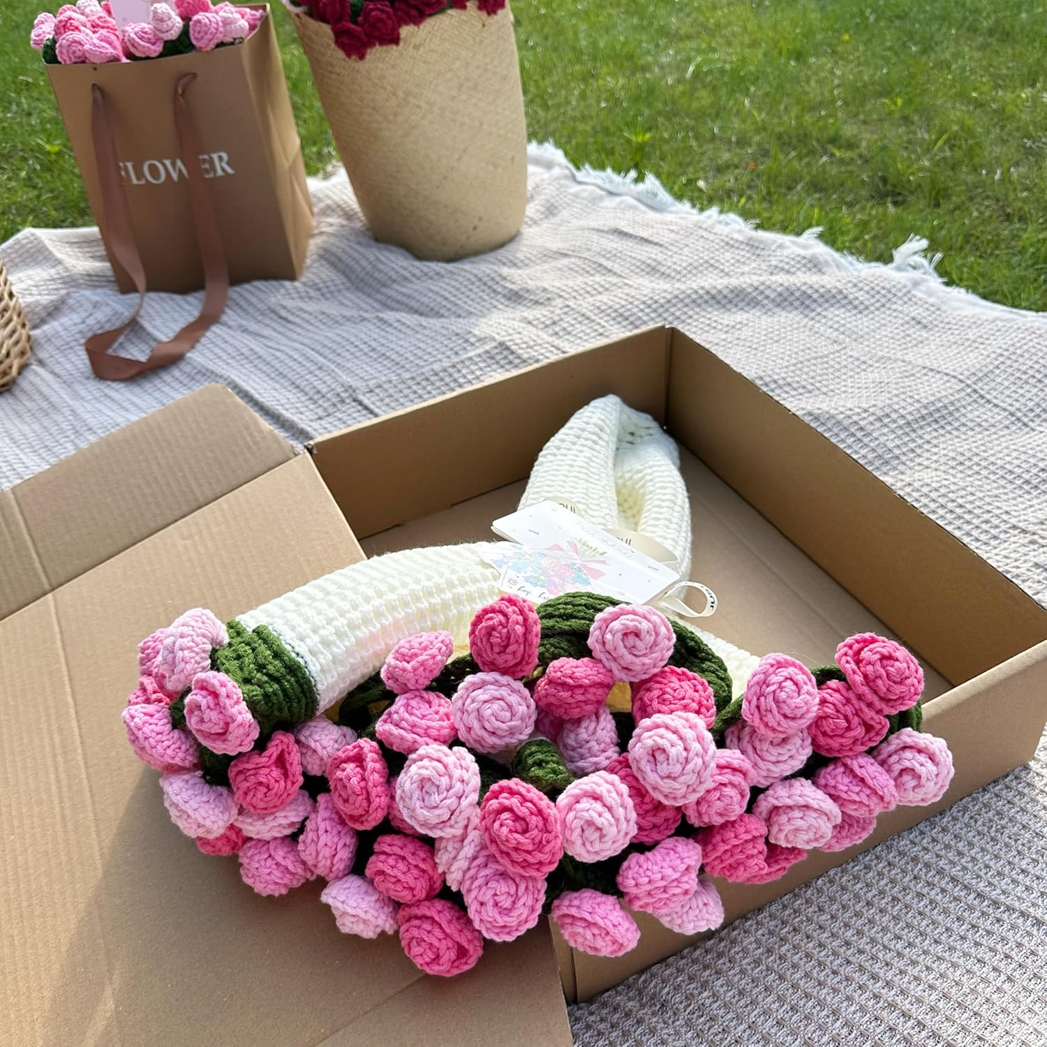 Pink Rose Floral Throw Blanket Finished Product for Mom, Friends, Lover,Wedding,Birthday Gift Blanket 51in