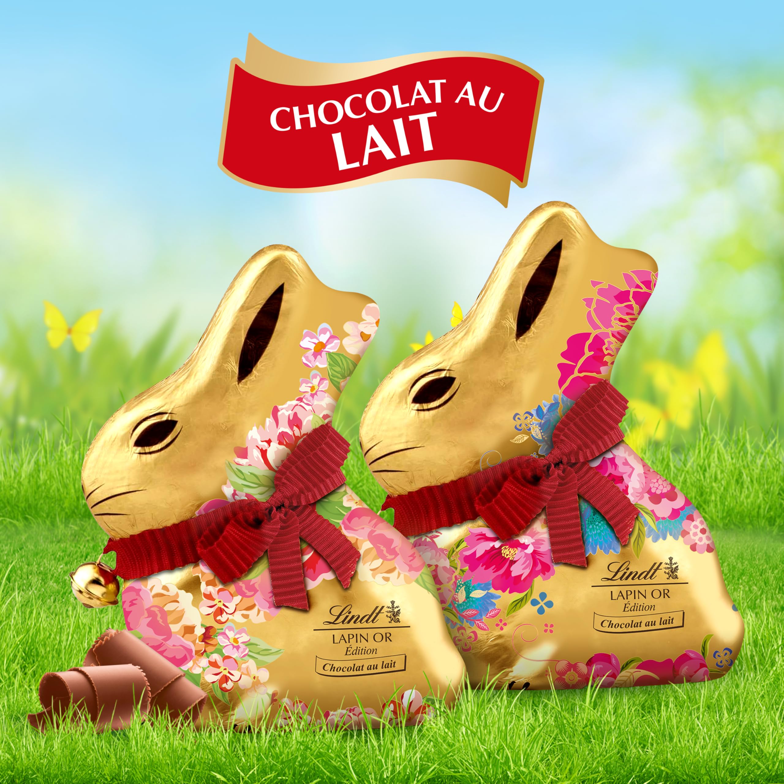 Lindt - Moulage LAPIN OR Edition Fleurs - Chocolat au Lait - Idéal pour Pâques, 200g