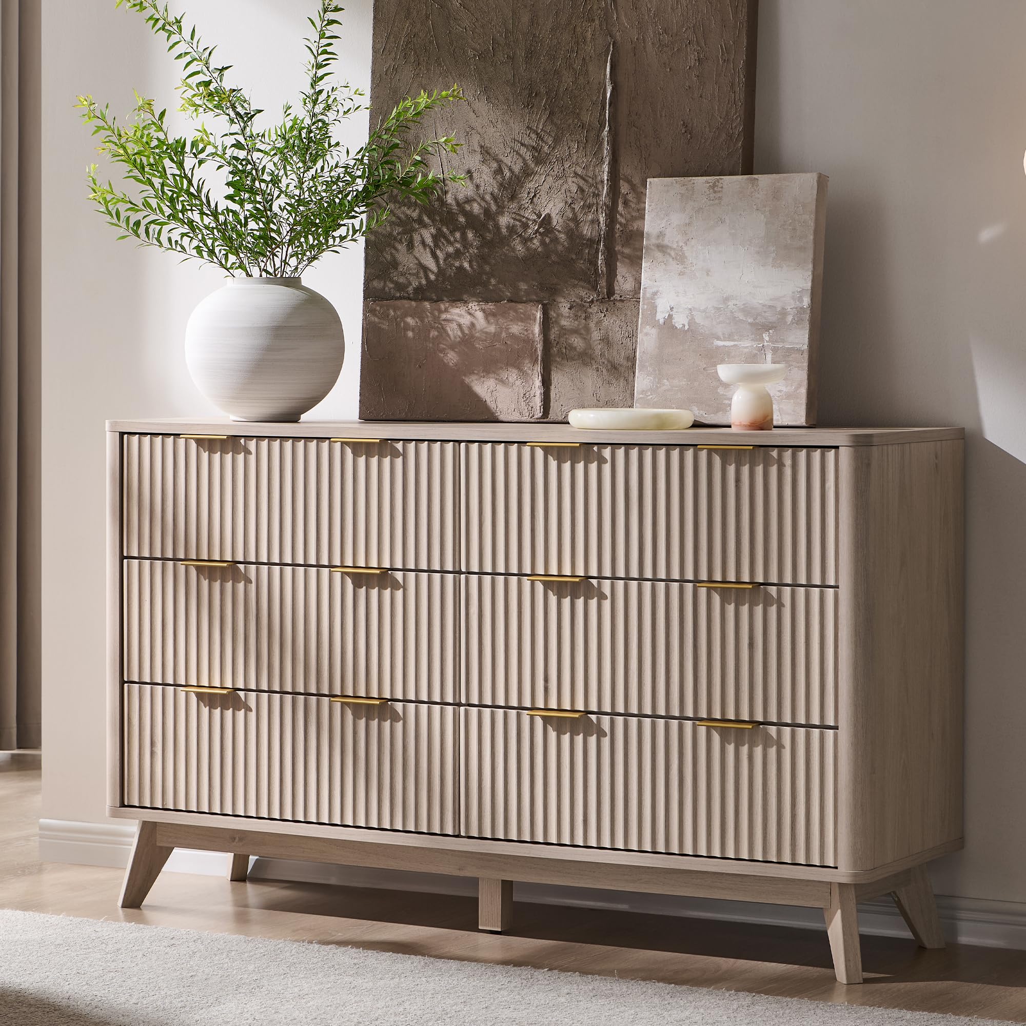 Amazon.com: T4TREAM Fluted 6 Drawers Dresser, 54