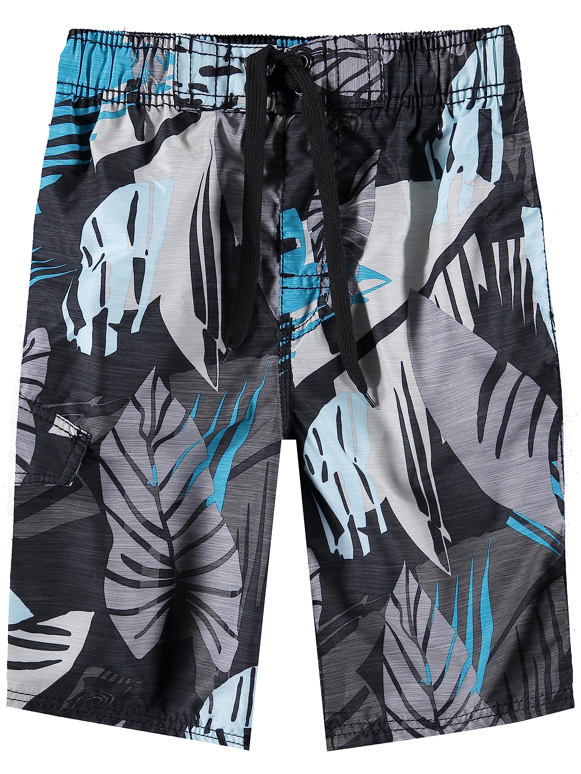 Boys' Line Up Quick Dry UPF 50+ Beach Swim Trunk, Montego Black, Large (7)-image-22