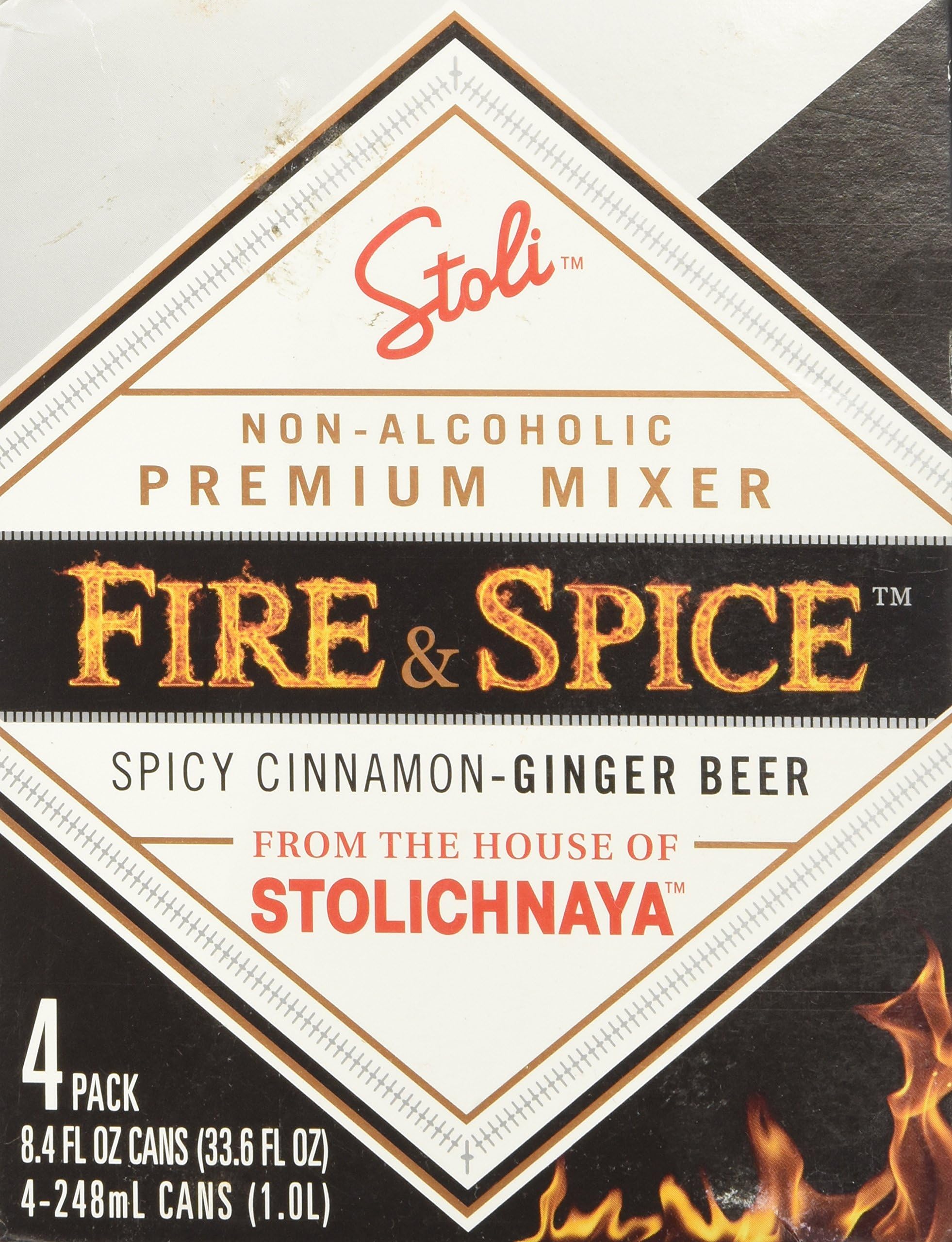 Stoli Fire & Spice Premium Non-alcoholic Mixer, Spicy Cinnamon - Ginger Beer,...