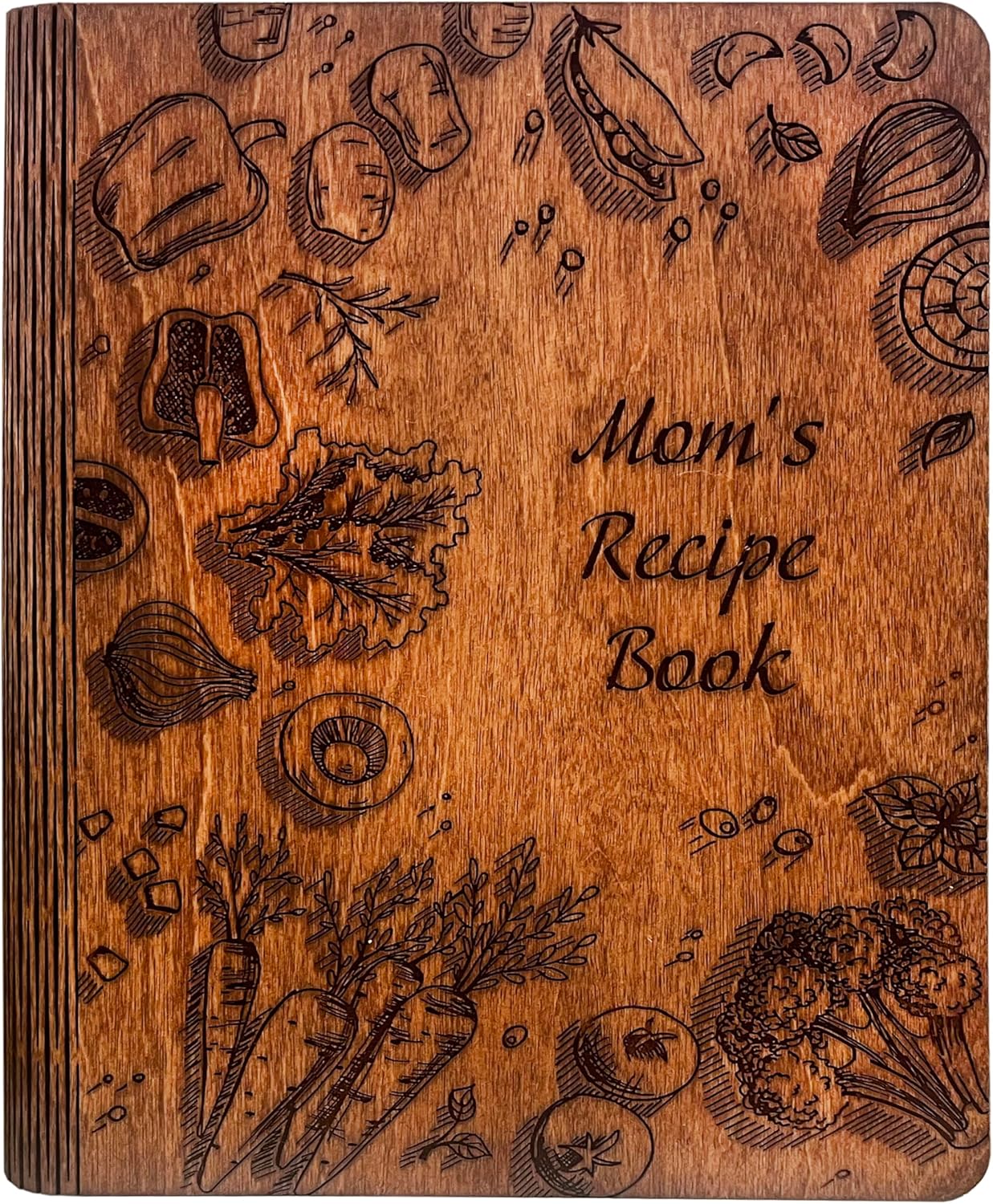 Personalized Wooden Recipe Book - The Perfect Storage Solution for Your Culinary Creations - Keep your favorite recipes organized and easily accessible with this beautifully wooden cookbook (Option5)