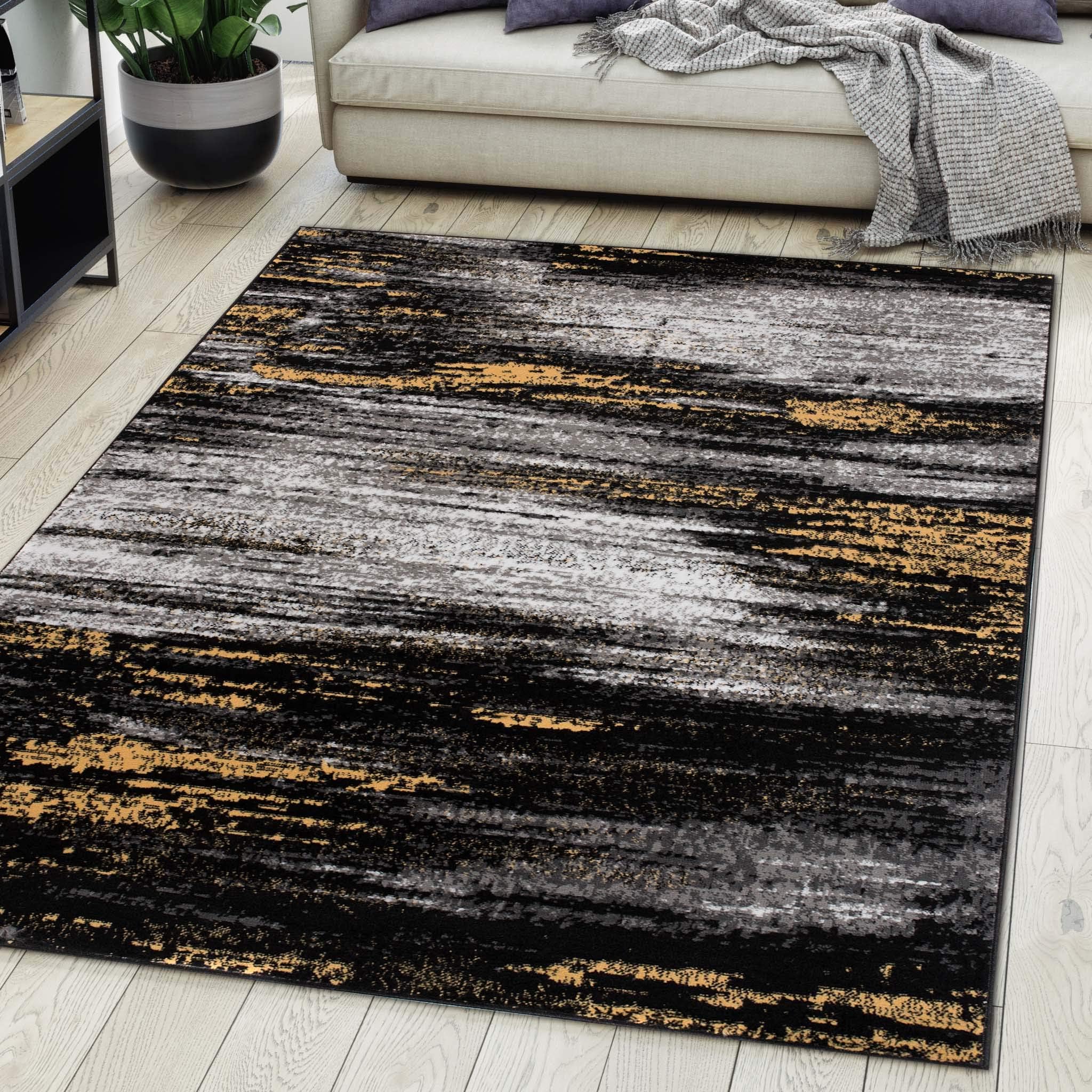 Grand Tapis De Salon Oriental Moderne - Poils Ras - Multicolore 200 Cm - Fait Main