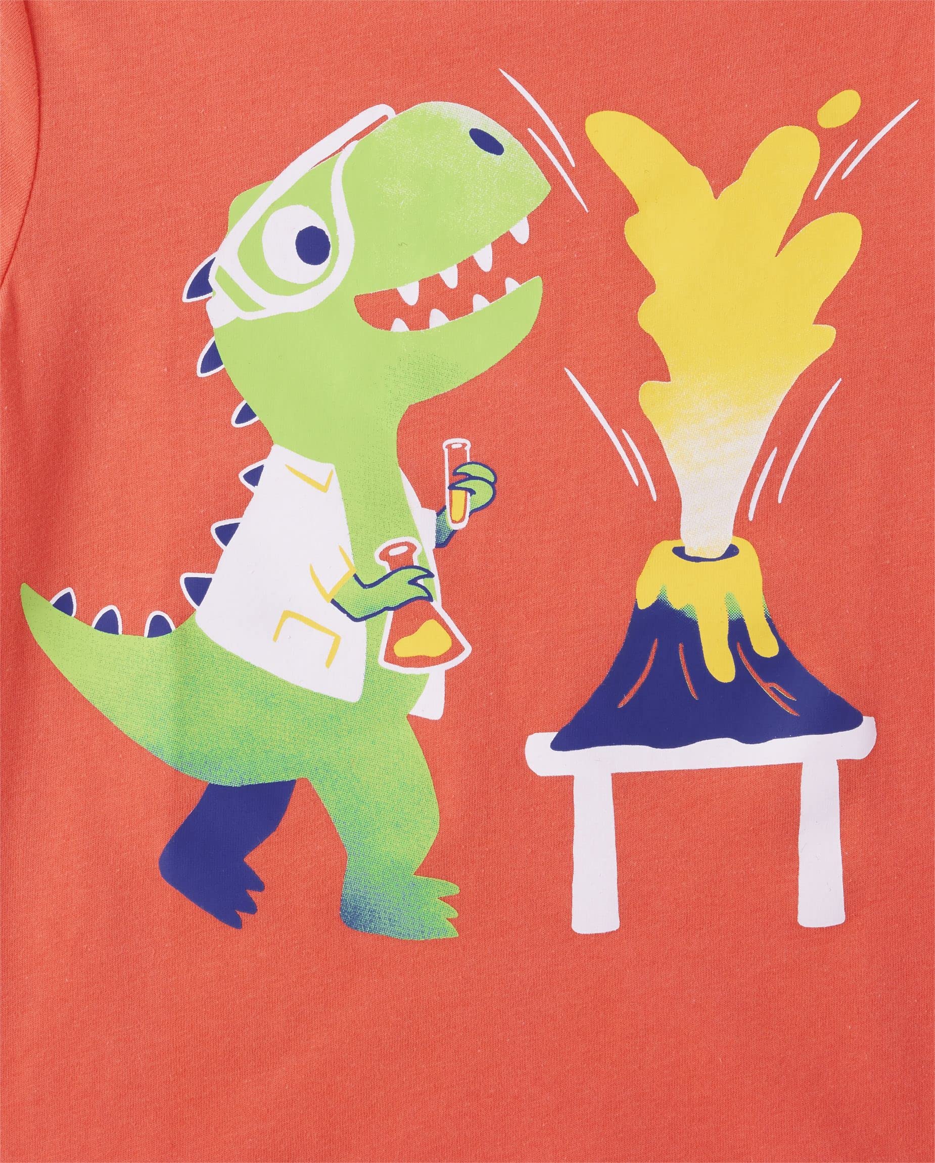 The Children's Place Camisetas unisex de manga corta con estampado de dinosaurios, animales, coches, 2 unidades