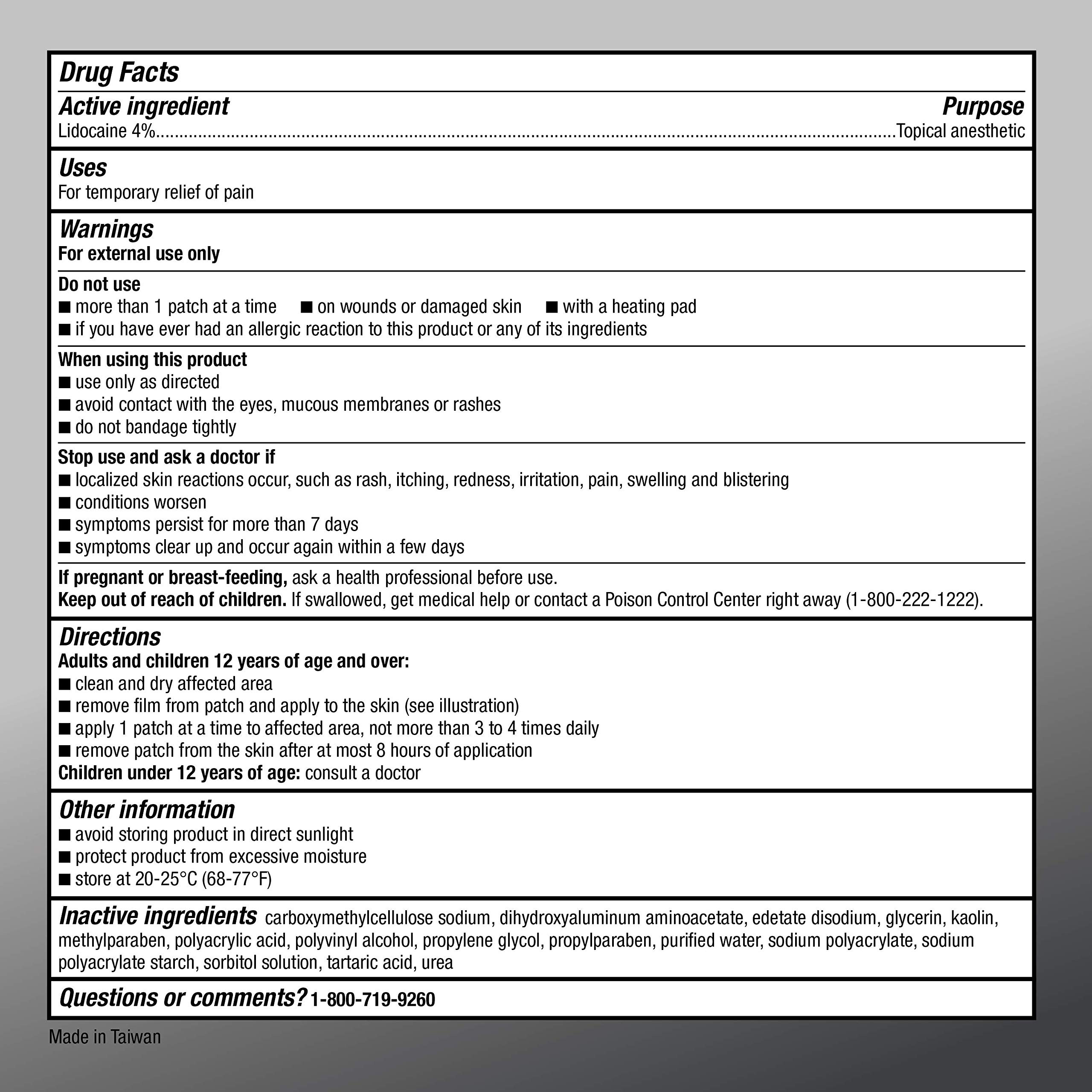 Amazon Basic Care Lidocaine Patch 4 Max Strength Pain Relieving