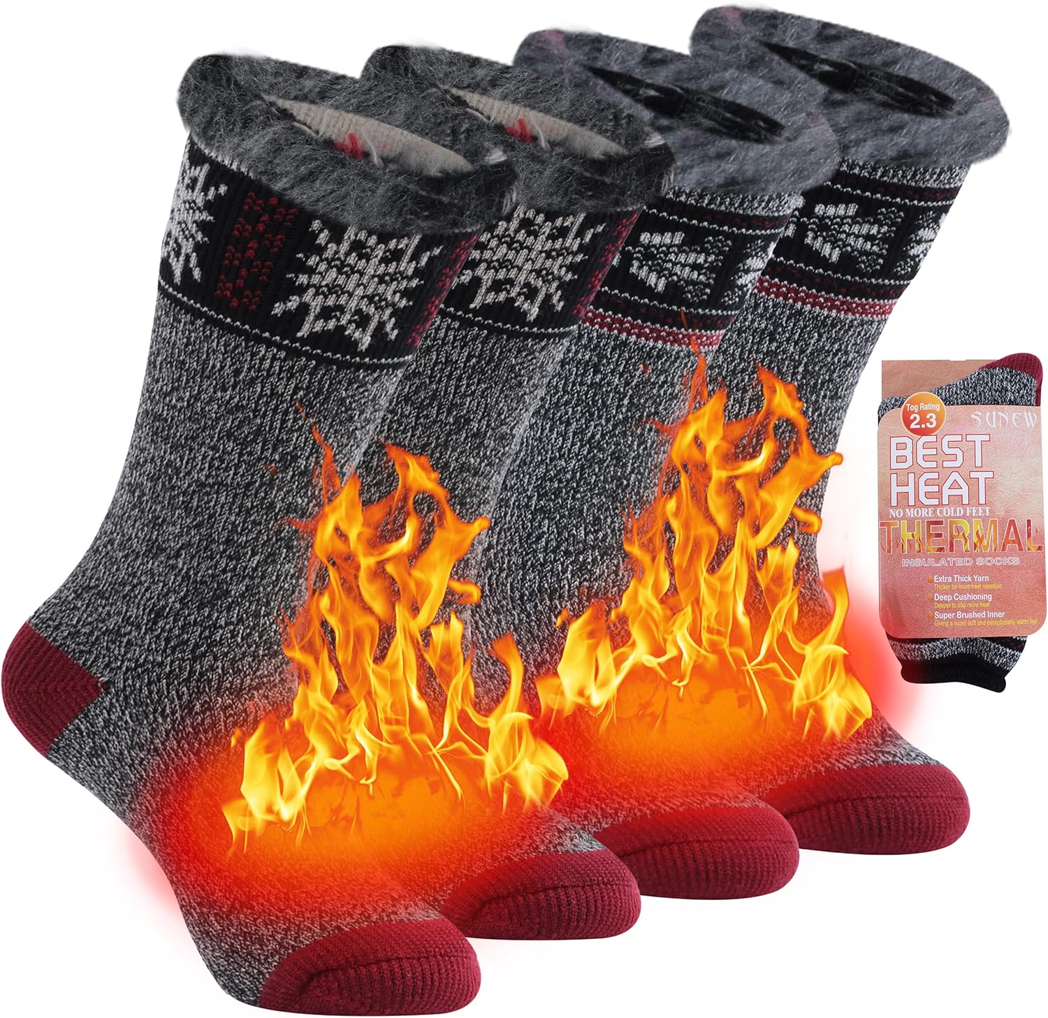 Sunew Calcetines térmicos cálidos, calcetines unisex gruesos con aislamiento térmico térmico para invierno