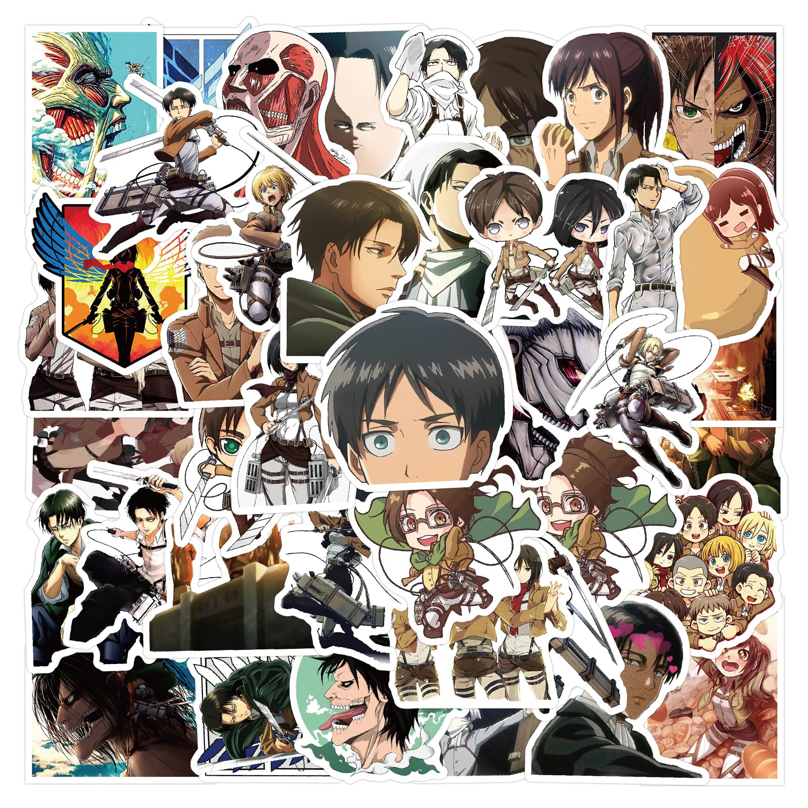 50PCS Attack on Titan Stickers Japanese Anime Stickers,Hot Japanese Anime Vinyl Sticker for Water Bottle Laptop Phone Scrapbooking Journaling for Adults Teens for Party Supply Favor Decor (JJDJR)
