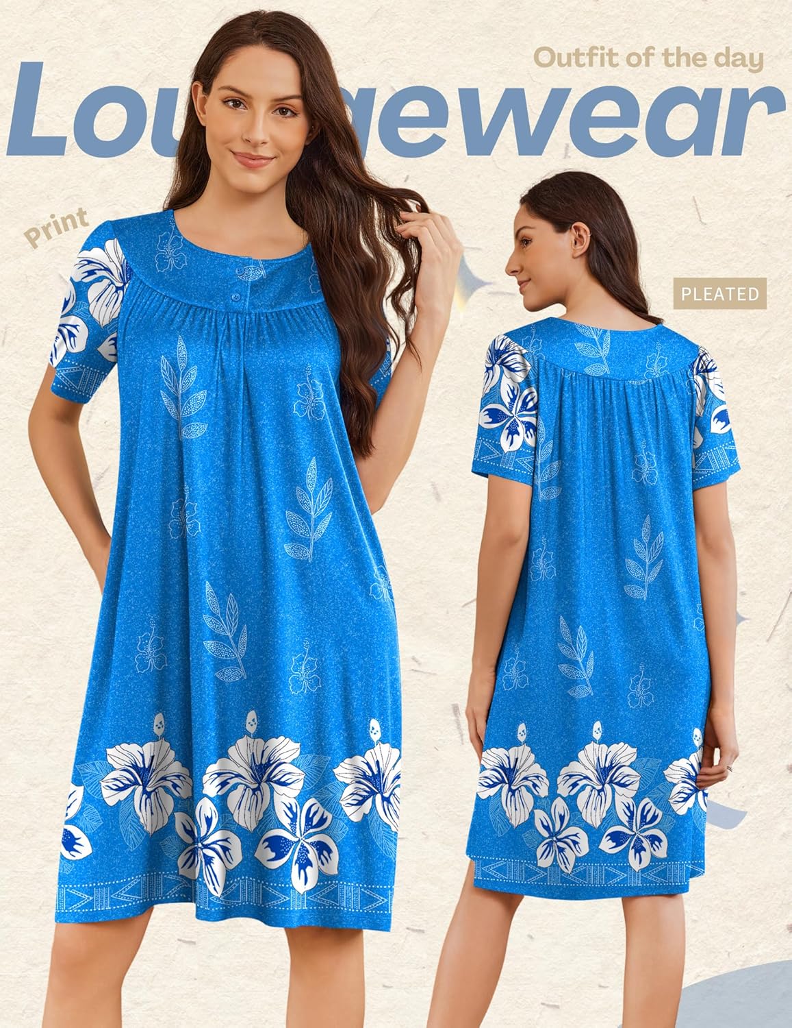 Ekouaer Moo Moos for Women Button House Dresses for Women with Pocket Mumu S-3XL - Image 3