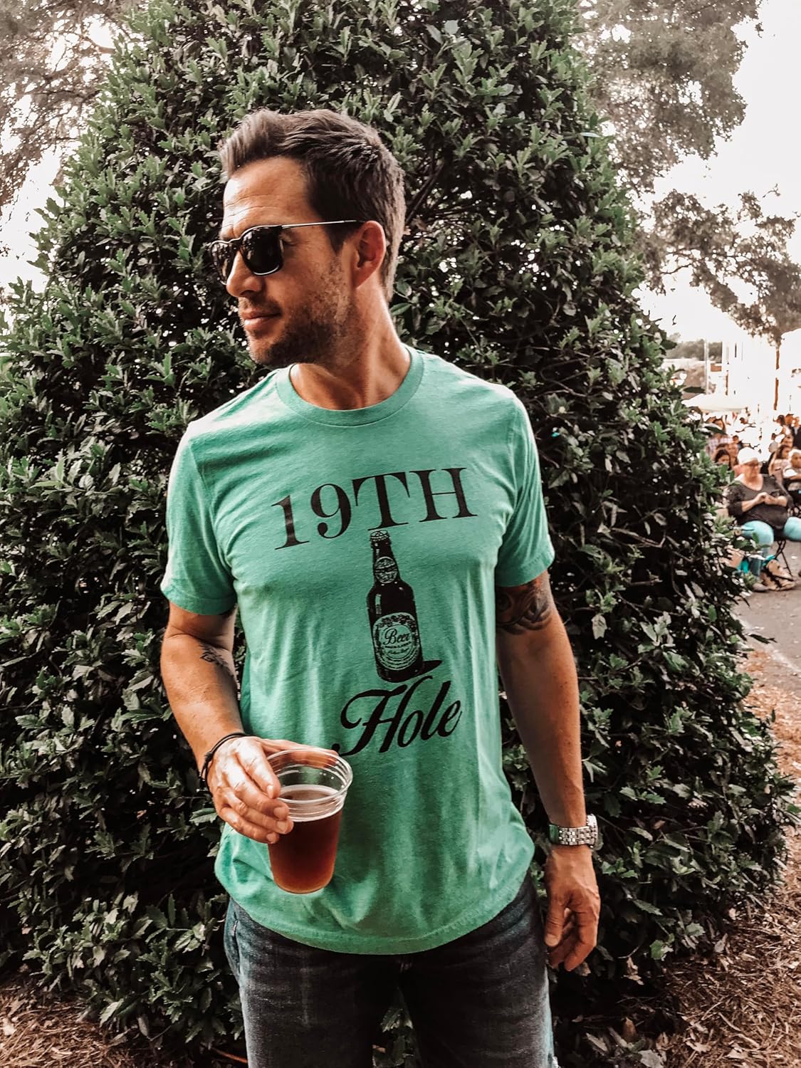 SwingJuice Golf T-Shirt 19th Hole Beer Crew Neck Short Sleeve Funny Golf Shirt for Men and Women