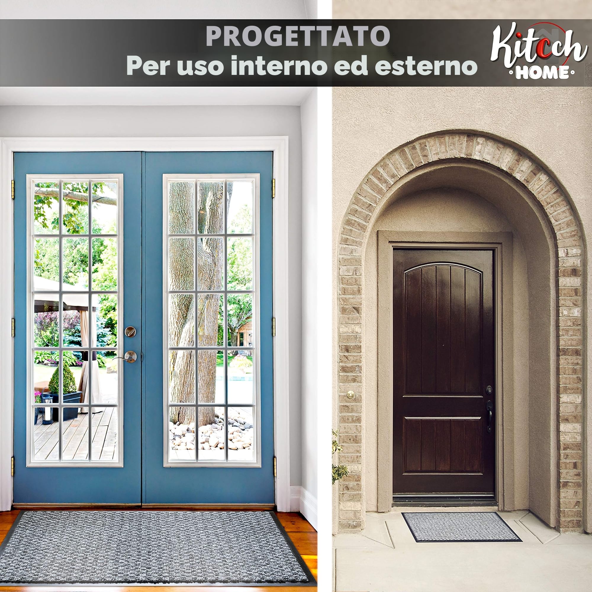 Zerbino Ingresso Casa per Interno ed Esterno | Tappeto Grande Antiscivolo di Grandi Dimensioni | Usato Come Tappeto Ufficio o Passatoia Cucina Design | Zerbino Grigio 80x120cm