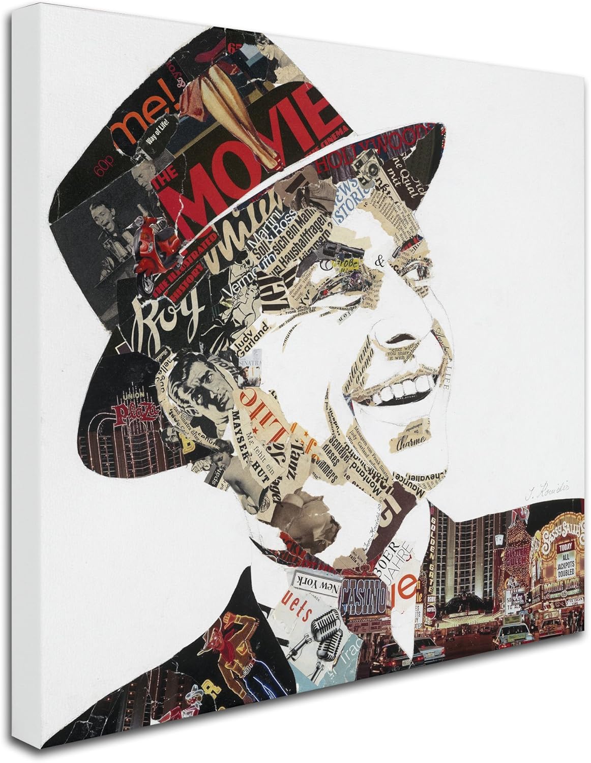 Franky Collage Art in Black and Red on Canvas