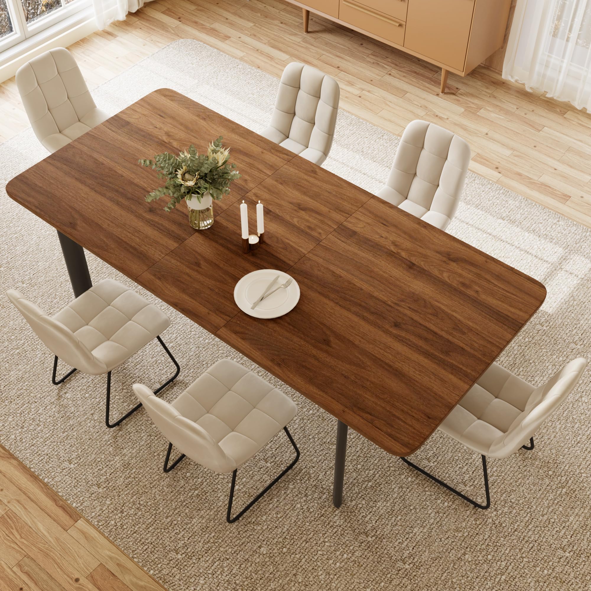 Wysuwany nowoczesny stół do jadalni z 4 do 8 krzesłami, stylowy design z płyty MDF, do salonu, regulowany 160-200 cm, idealny na rodzinne spotkania i rozrywkę