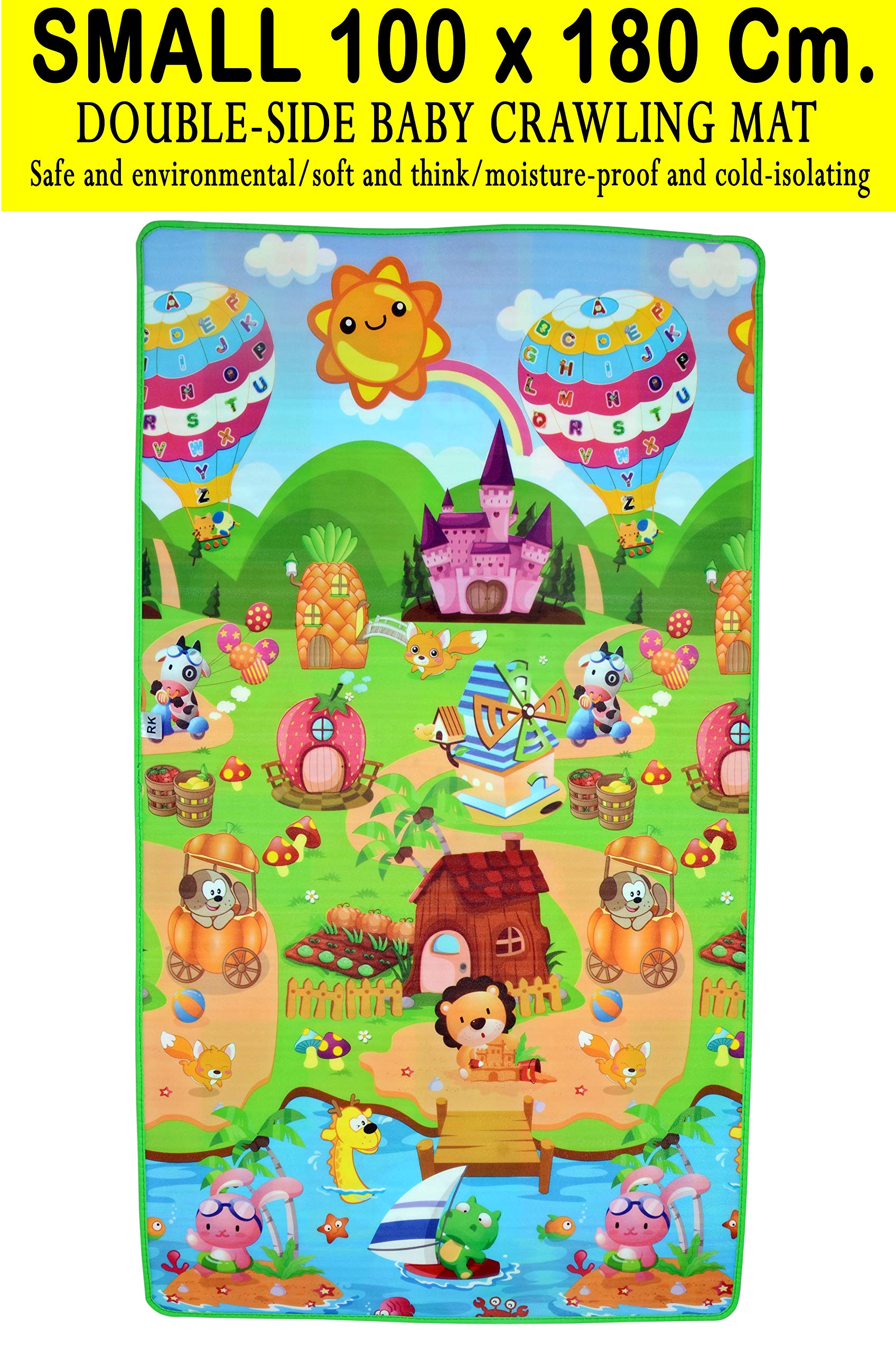 Waterproof, Anti Skid, Double Sided Baby Crawling Floor Play Mat with Zip Bag to Carry