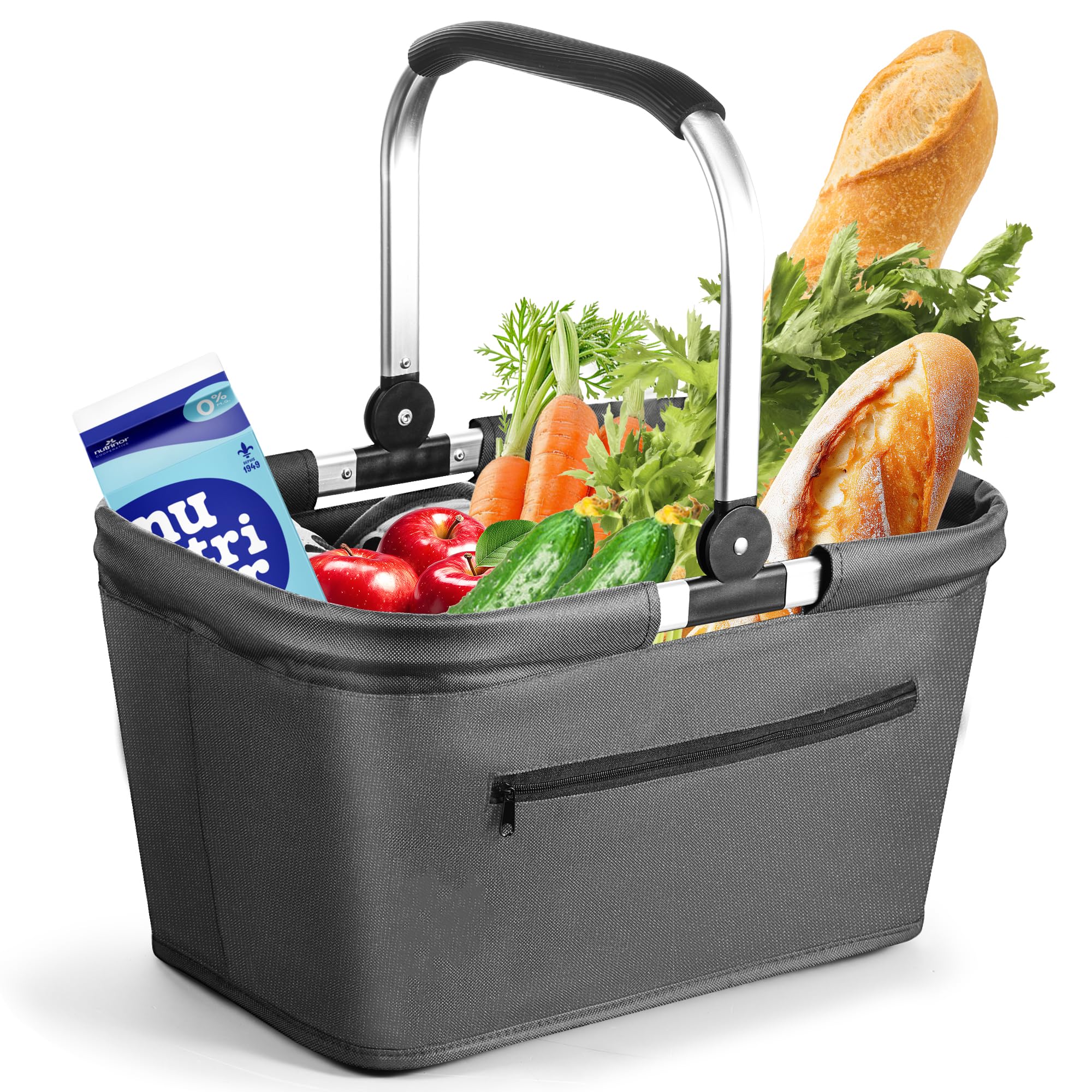 Chumix 25L Einkaufskorb Faltbar, Für Einkauf, Reise, Camping (Grau)