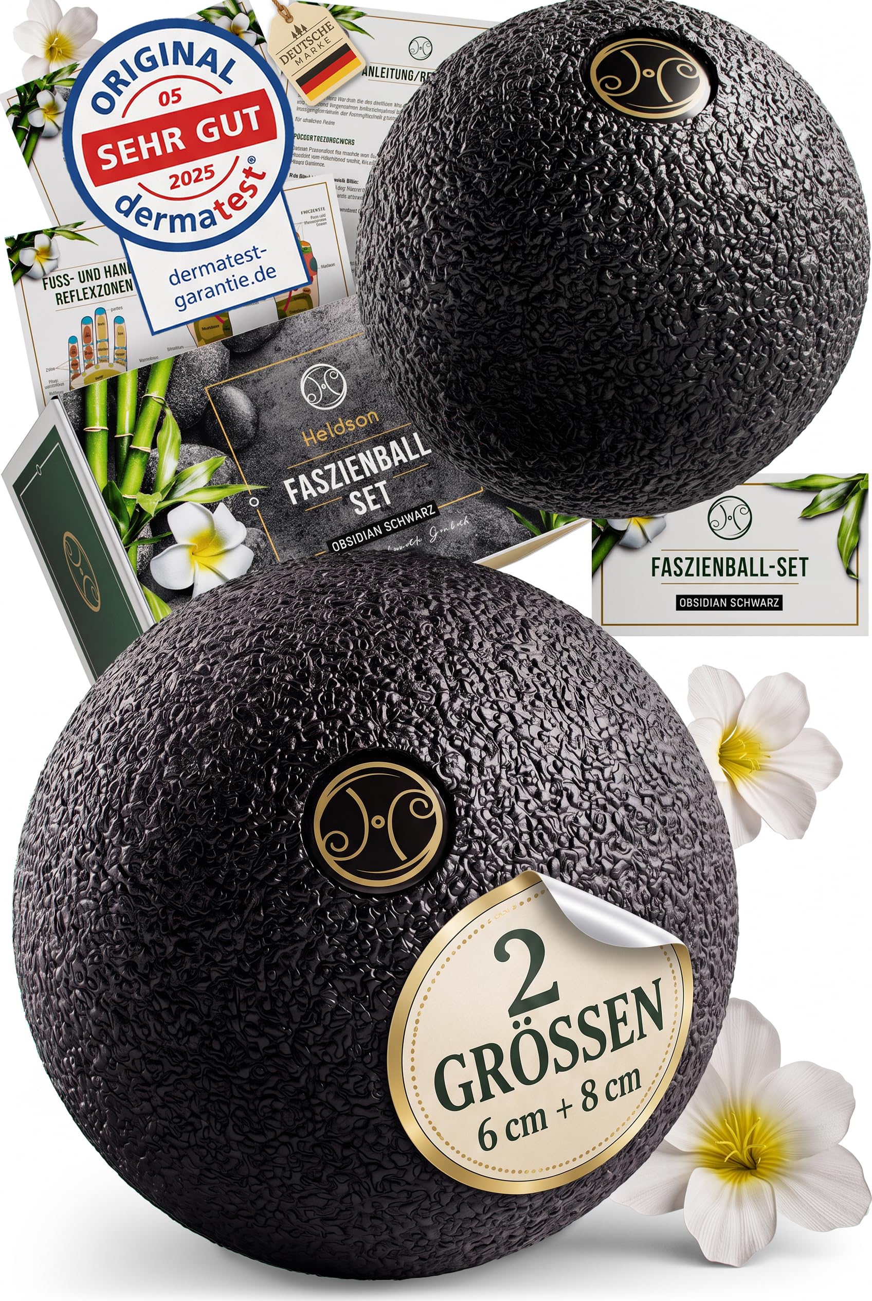 HELDSON Faszienball klein 2er Set 6cm & 8cm – Massageball für Füße, Rücken
