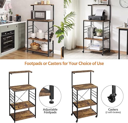 Miniatura 4 de Yaheetech Estante para panaderos con ruedas (16 pulgadas de profundidad x 24 pulgadas de ancho x 50 pulgadas de alto), soporte para microondas con 6