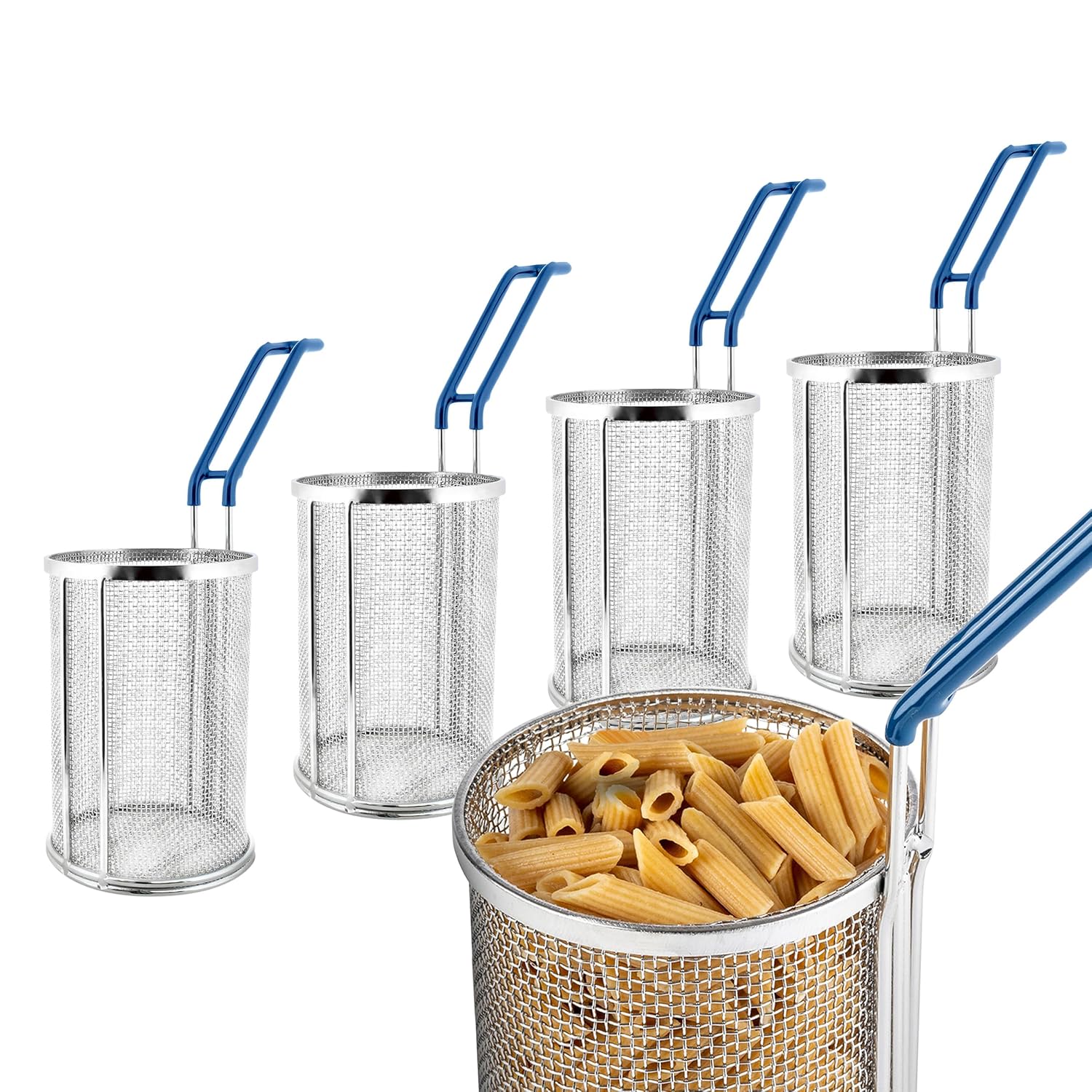 Lot45 Pasta Strainer with Handle 4 Pack Stainless Steel Boiling