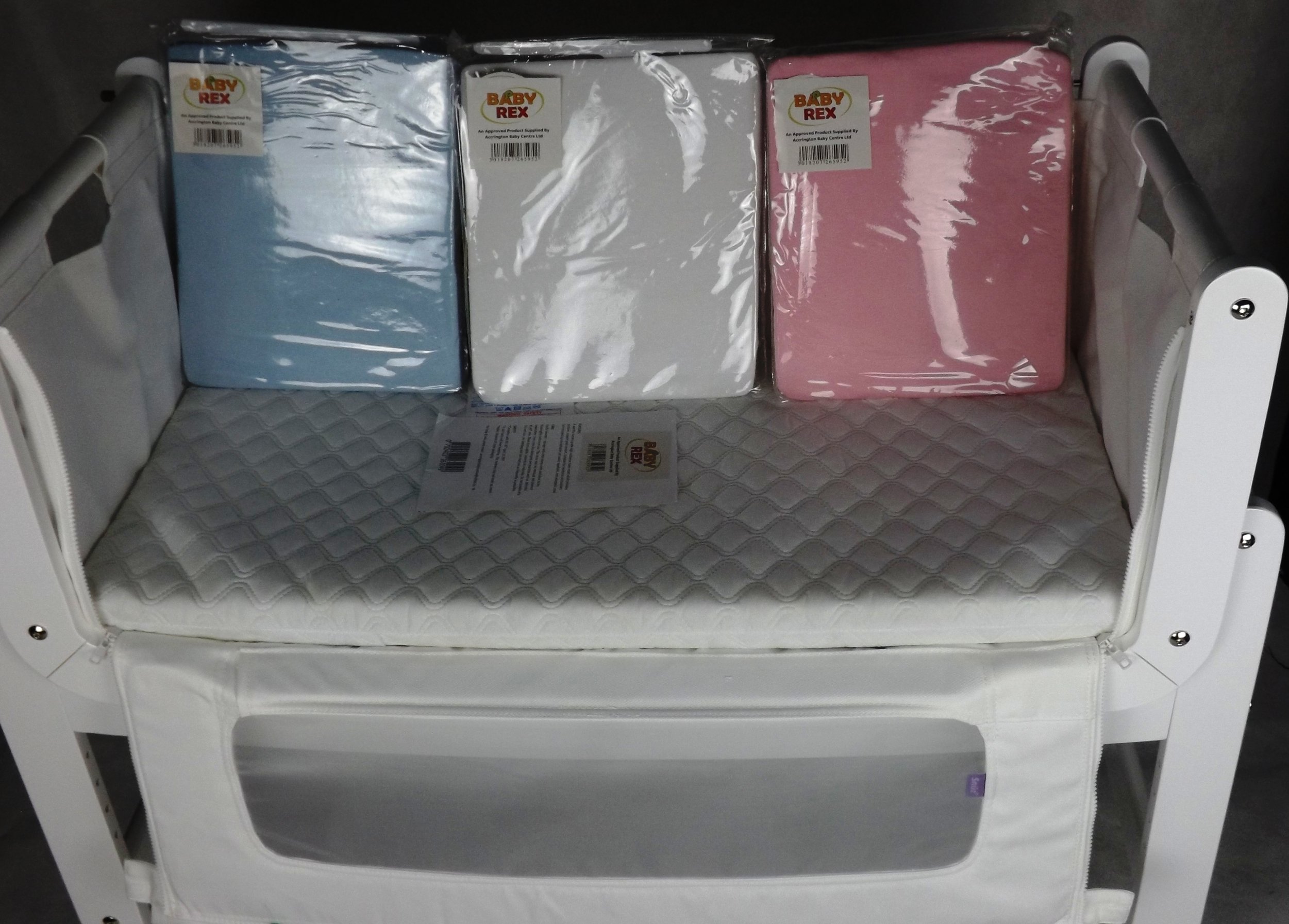 BABY REX® 2 x White Fitted Sheet Compatible With Snuzpod Bedside Crib - 100% Cotton