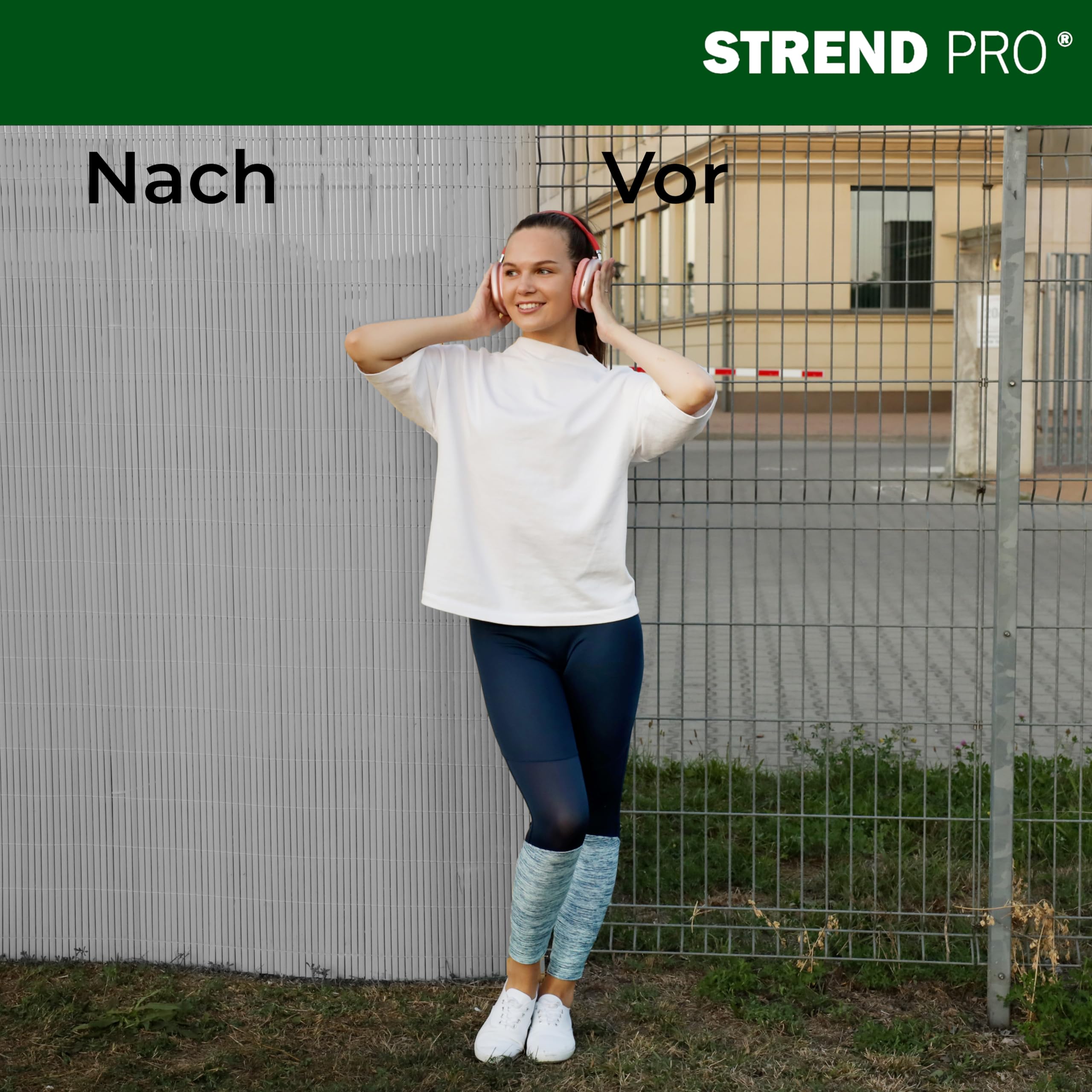 STREND PRO PVC Sichtschutzmatte für Garten, Terrasse | Hellgrau | 2m Hoch, 3m Länge | Wetterfester Sichtschutzzaun für Privatsphäre und Windschutz | Gartensichtschutz ohne Bohren, Gartenzaun