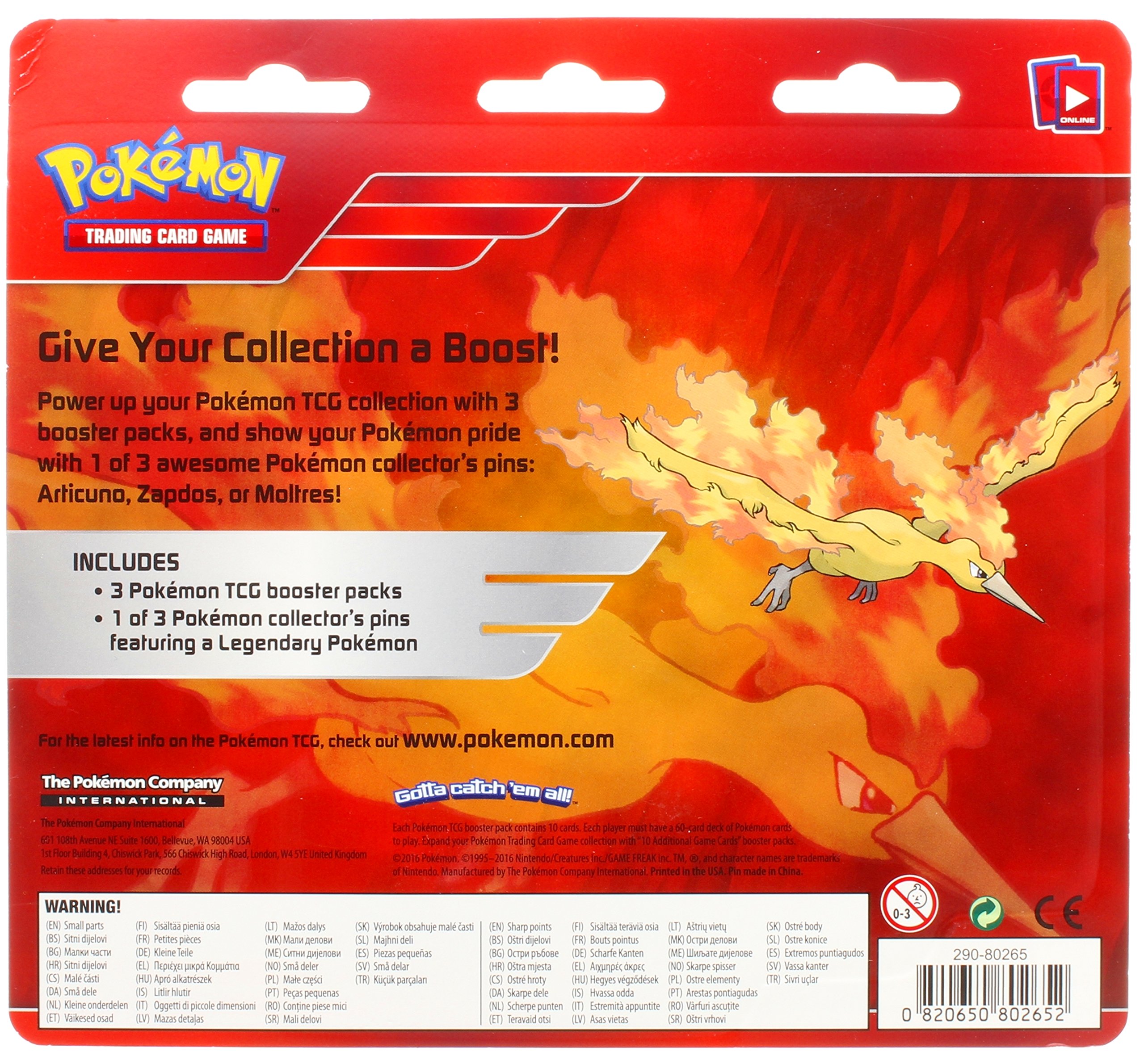 Amazon.com: Pokemon TCG: Legendary Birds Blister Pack Containing 3 Booster  Packs and Featuring A Moltres Collector's Pin : Toys & Games