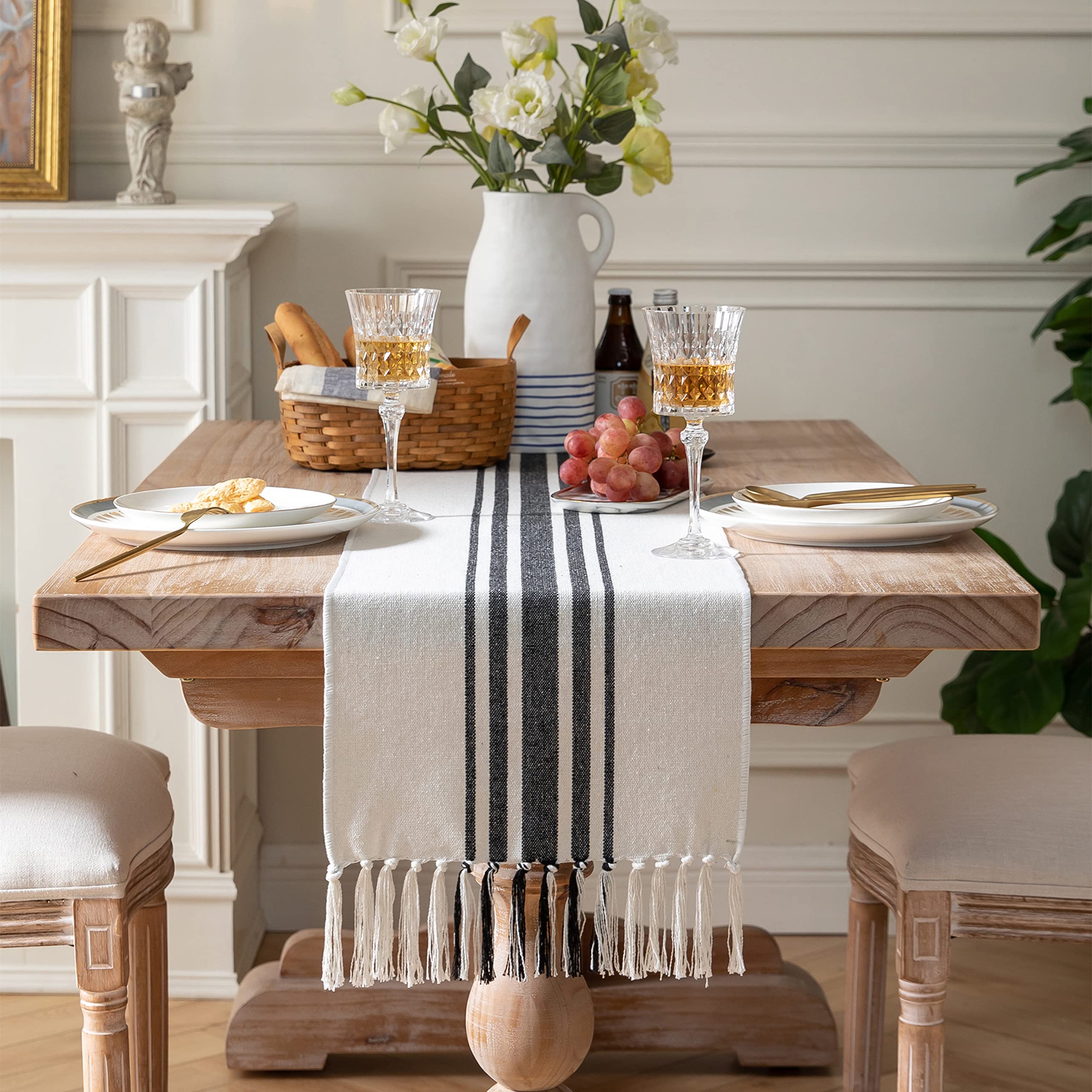 Chemin De Table Macramé, Bohème, Coton Lin, Chemin De Table Avec