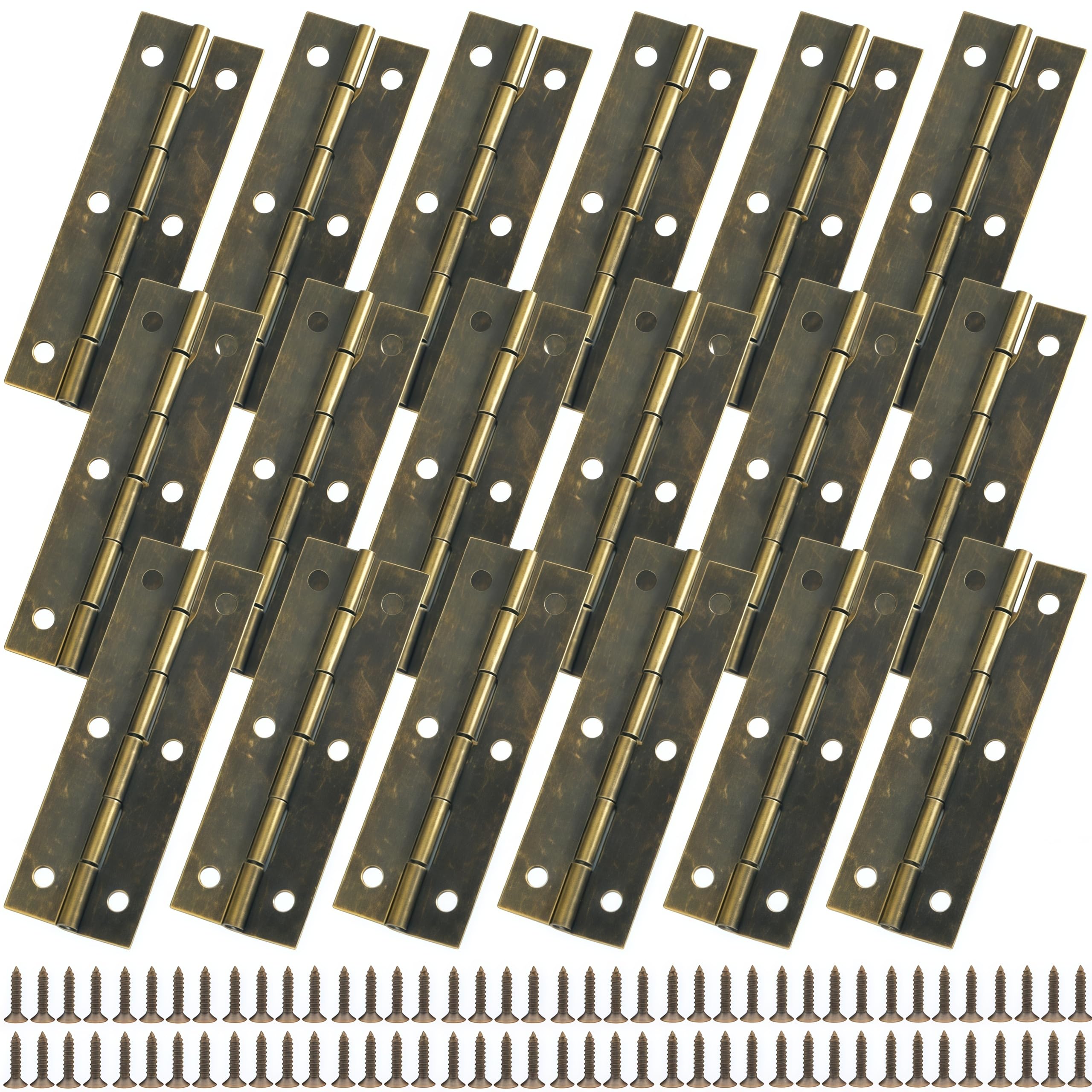 Vbnexyr Bronze Door Hinges 18 Piece Pack Of 59 * 20Mm Long Strip Iron Hinges 6 Hole Hinges With Screws Suitable For Boxes And Cabinet Doors Antique