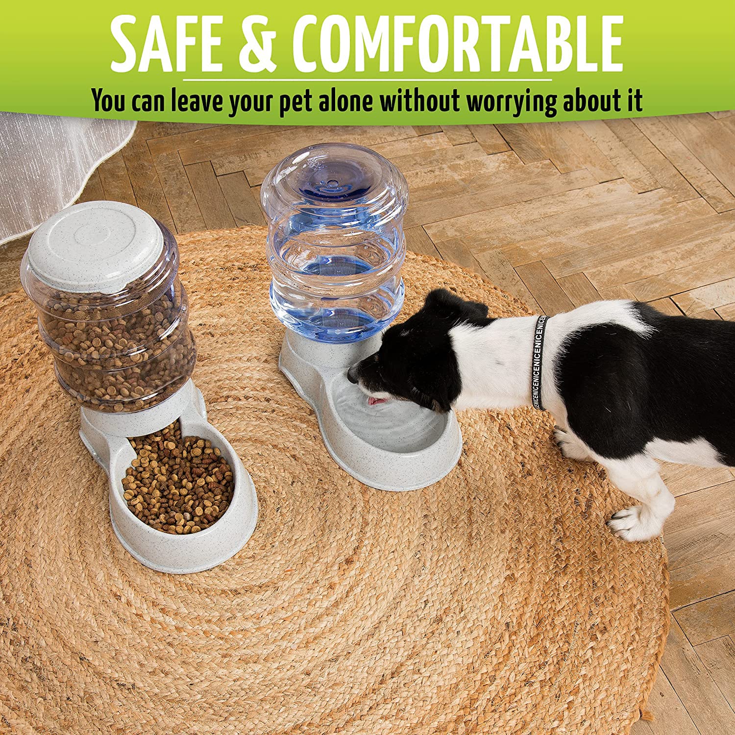 ZONETECH Comedero autodispensable para Mascotas y dispensador de Agua – Alimentador automático de Gravedad autodispensable 1 galón y Bebedero para Mascotas de 3.7 litros