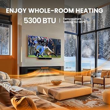 Silonn 60Smart Electric Fireplace Heater with App & Remote Control, 4777 BTU Heat Output, Ultra-Slim Wall-Mounted or Recessed Electric Fireplace Inserts with Timer, 20 Flame Colors,WiFi Enabled