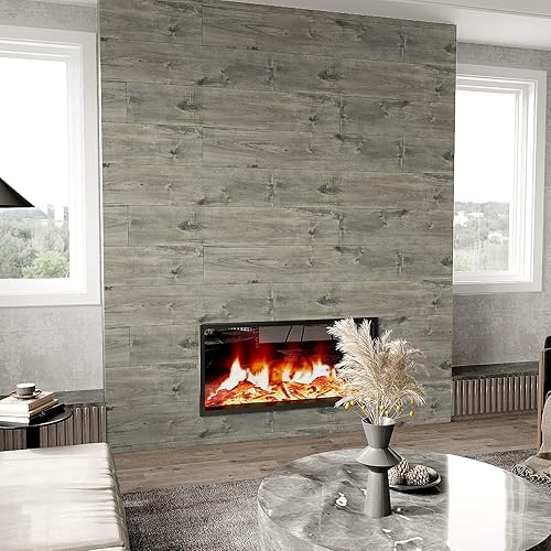 Miniatura 6 de VEELIKE Paquete de 12 pisos de vinilo de madera reciclada azul de 6 x 36 pulgadas, despegar y pegar, impermeable, aspecto de madera, tablones de