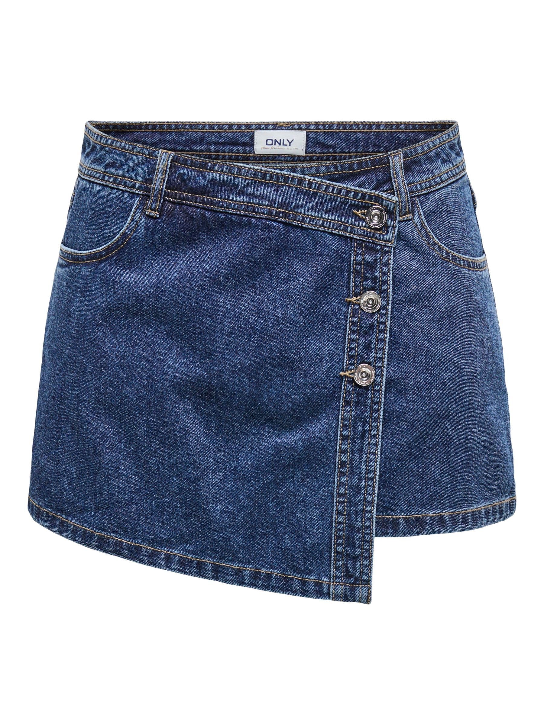 ONLY Mujer Modernos Shorts Estilo Minifalda Botonadura Falda Pantalón Vaquera Bolsillos