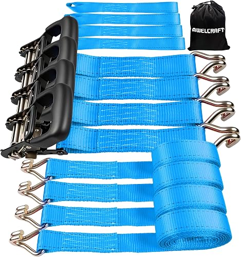1.5in x 15ft Ratchet Straps 4 Pack,4500lbs Heavy Duty Tie Downs