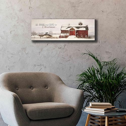 Miniatura 9 de Epic Graffiti Lori Deiter, arte de pared en lienzo con texto en inglés "All Roads Lead Home for Christmas", 36 x 12 pulgadas