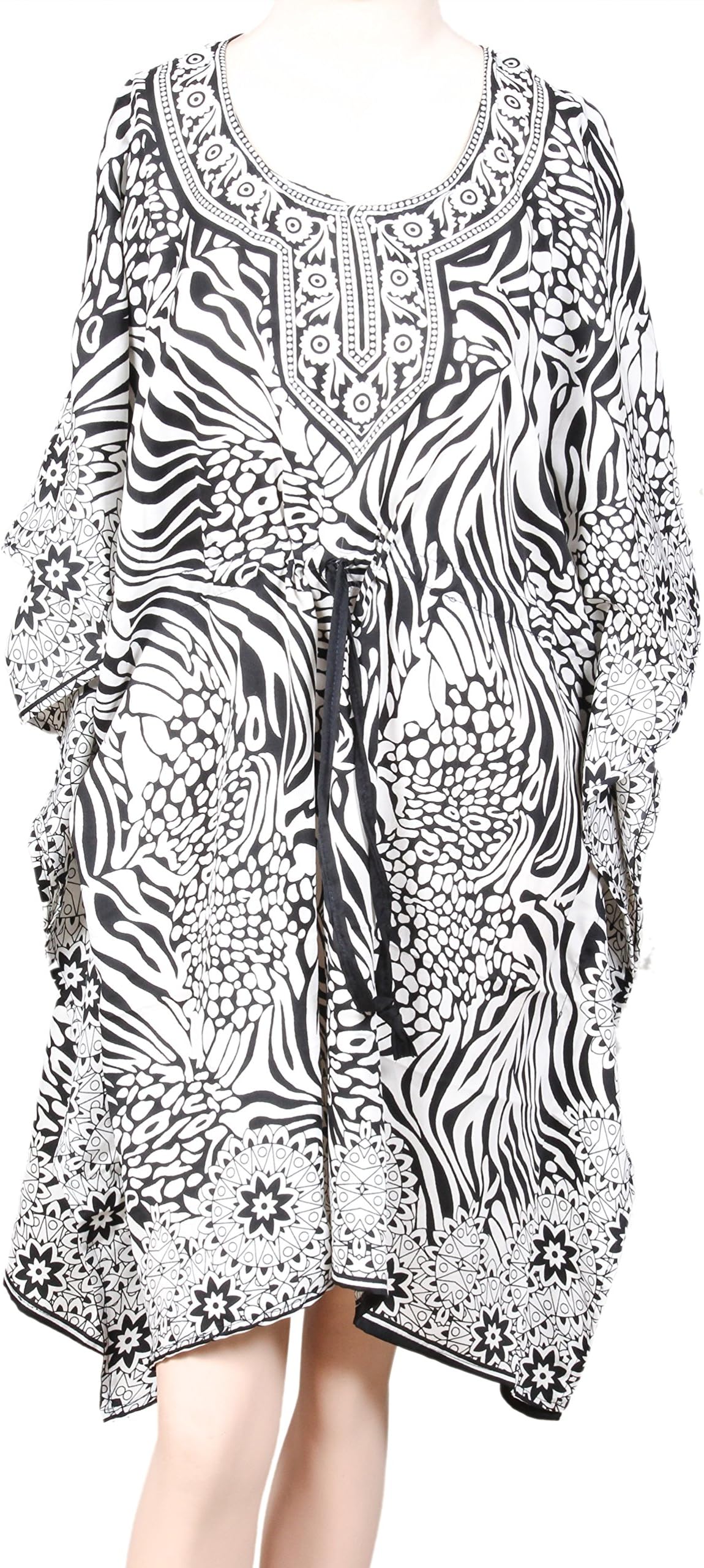 R J ASSOCIATES Tribal Ethnic Print Short Kaftan Plus Size