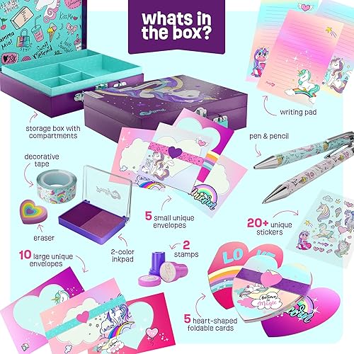 Miniatura 2 de Pretty Me Juego de papelería de unicornio para niños, regalos de cumpleaños para niñas de 6, 7, 8, 9, 10 a 12 años de edad, kit de arte de escritura