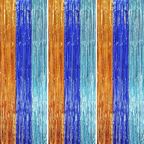 Miniatura 126 de Cortinas de fondo de flecos de papel de aluminio para fiestas, 3 piezas, 39.6 x 98.4 pulgadas, azul retro 48 Retro Azul,03 Rosa,04 Rosa