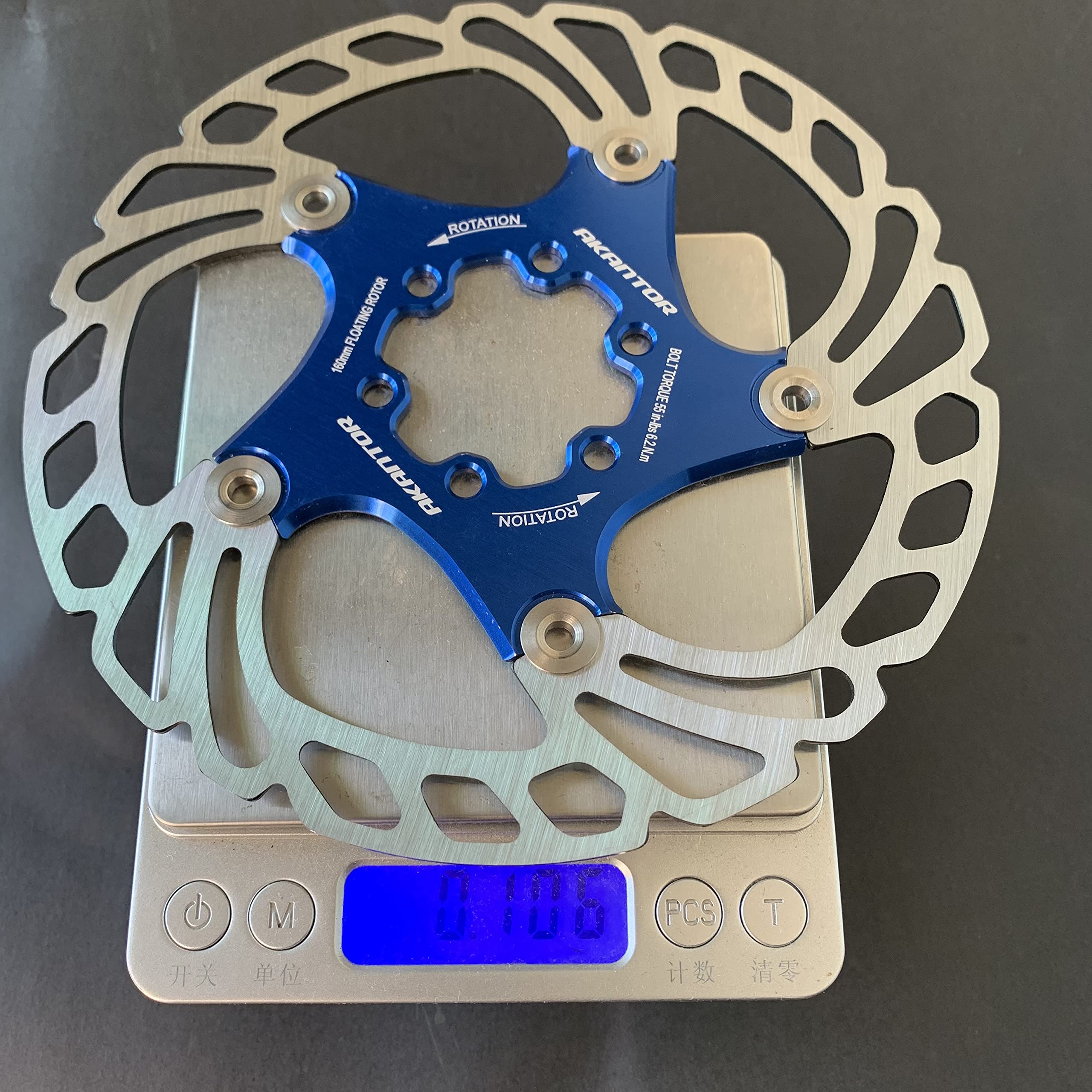 Disco Freno 1 PCS Rotor de freno de disco 140 mm 160 mm 180 mm 203 mm Fuerte Disipación de calor Disipación ultra ligera bicicleta flotante Accesorios Freno Disco(Blue 203mm)