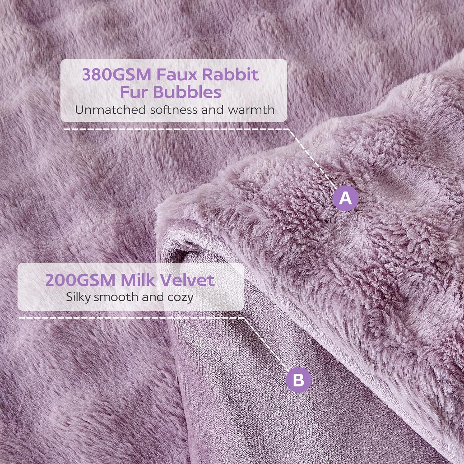Tokokimo Fluffy Duvet Cover Set Queen Size, Faux Fur Duvet Cover Set Soft Reversible Bedding Set, Purple Comforter Cover with 2 Pillow Cases, All Season Fuzzy Comforter Cover Set - Image 4