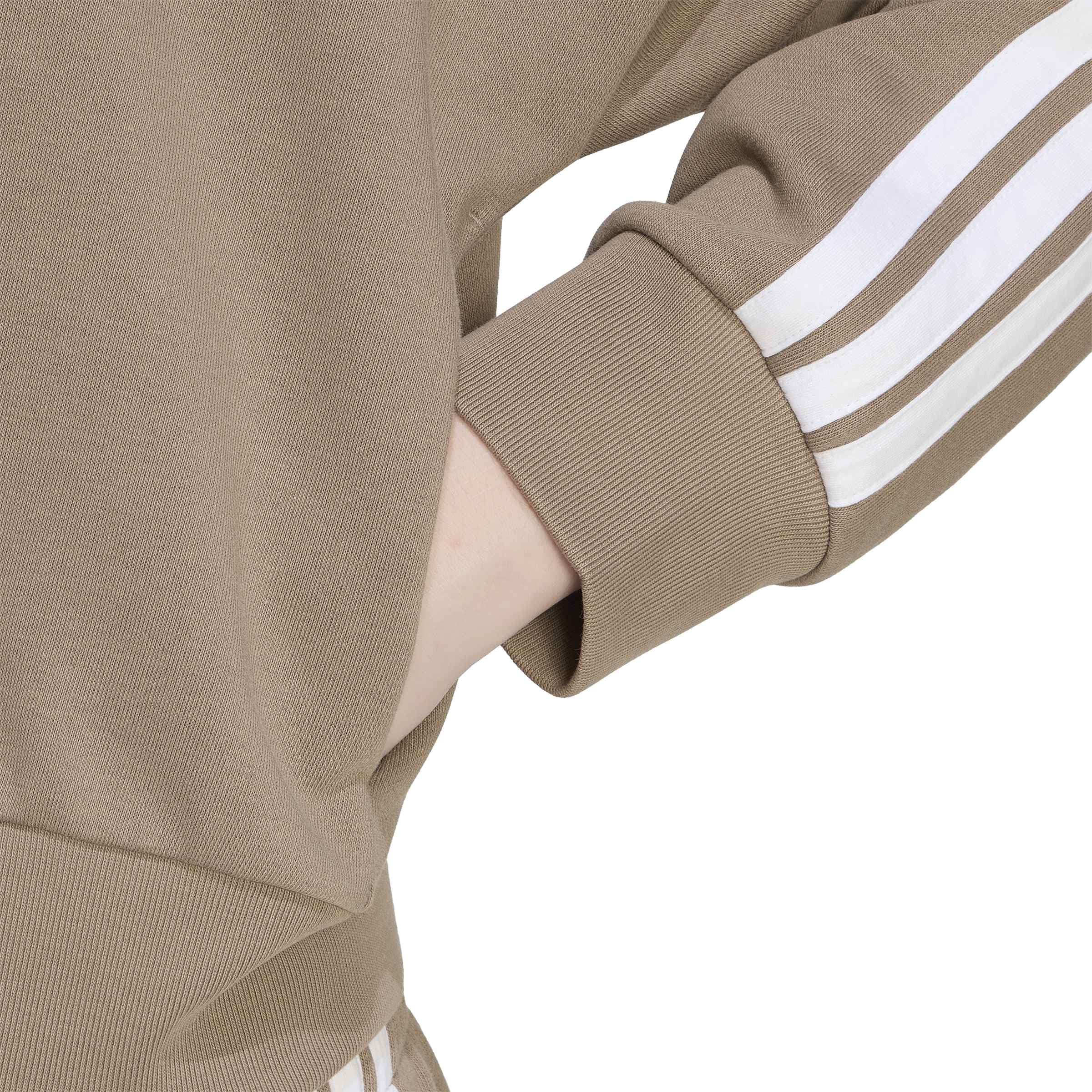 adidas Kobiety Essentials 3-Stripes French Terry Full Zip Hoodie Sweatshirt, Khaki Six/white, XS