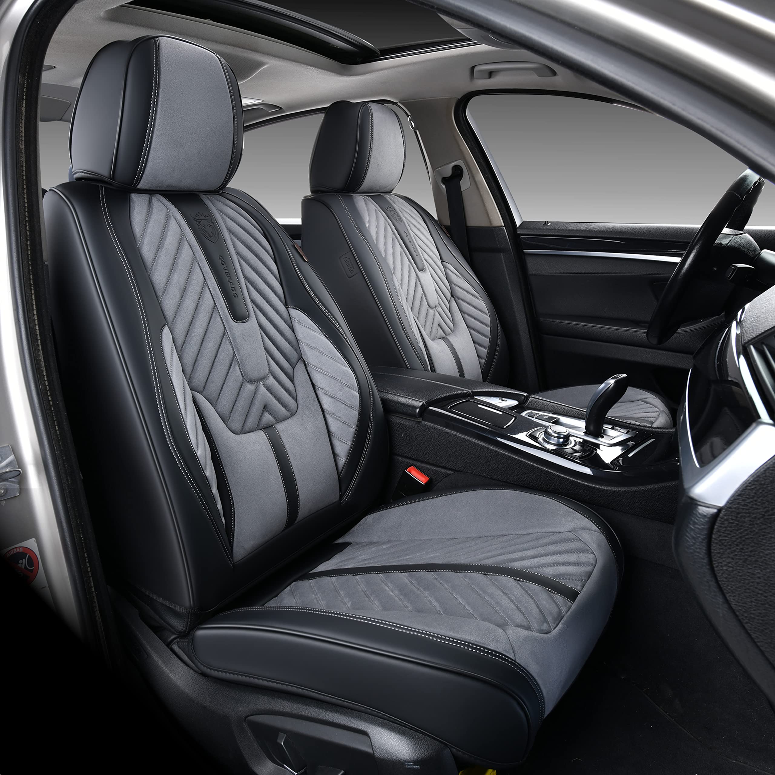 Coverado Car Seat Covers Full Set, 5Pcs Leather Seat Covers for Cars