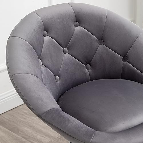 Miniatura 7 de Roundhill Furniture Noas - Silla giratoria tapizada de terciopelo con respaldo copetudo, color gris