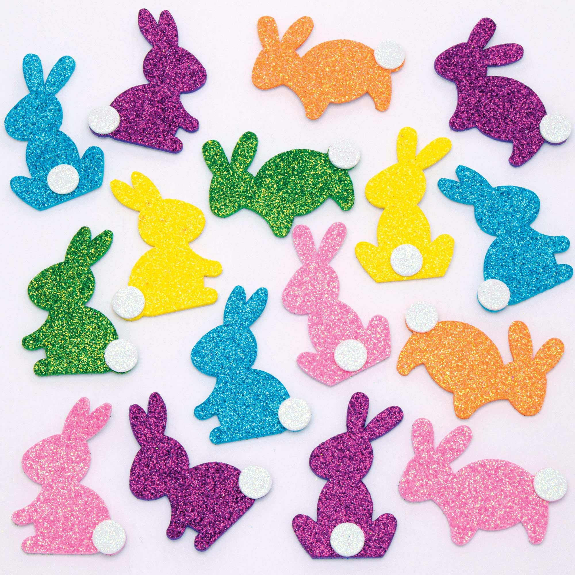 Baker Ross Häschen Glitter Schaumstoff Sticker - 120 Stück, Oster Glitter Schaumstoff Aufkleber für Kinder zum Basteln, Gestalten und Dekorieren (FC634)