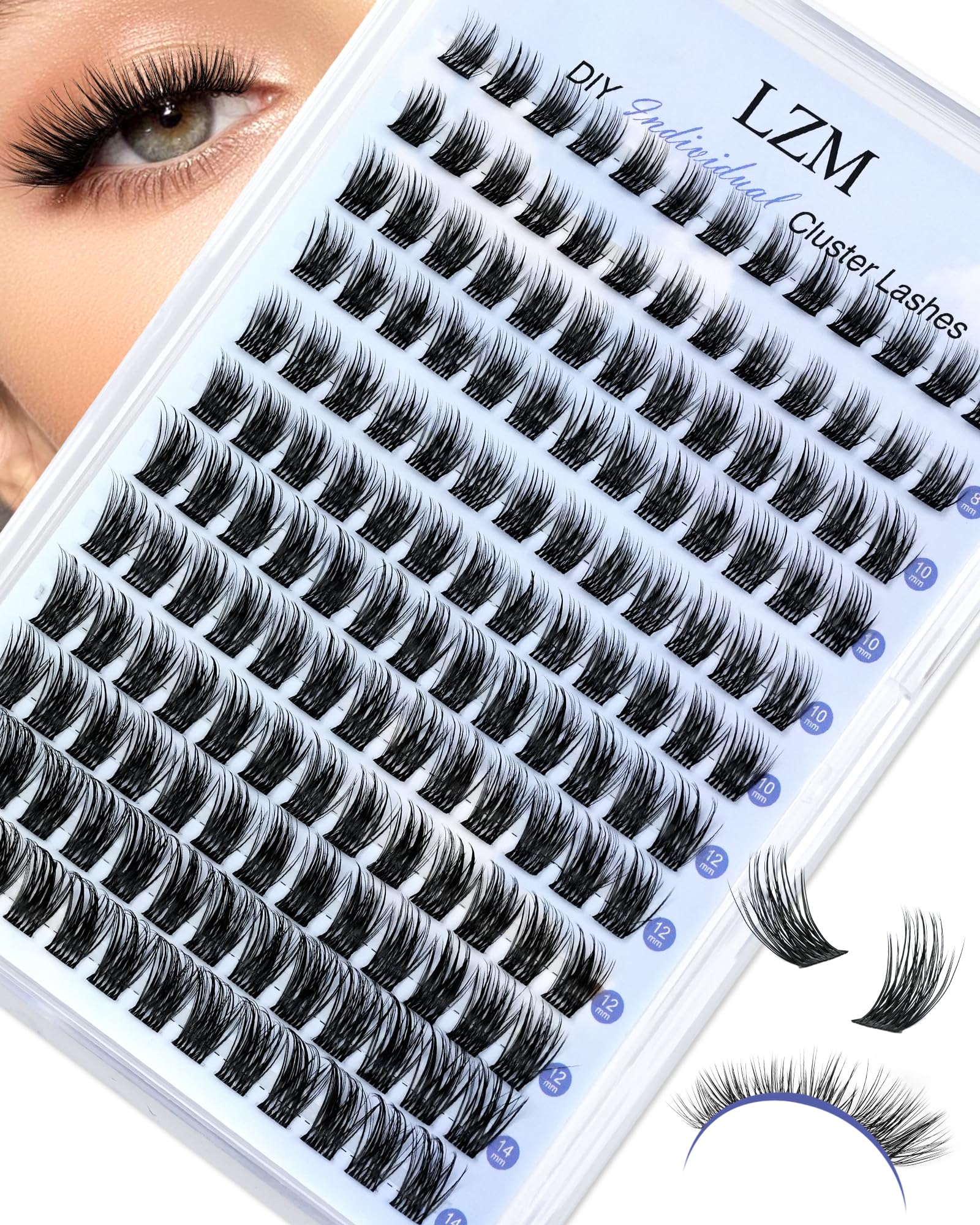 LZM Pojedyncze rzęsy w kępkach Cluster Lashes - C Curl rzęsy pojedyncze naturalne Cienkie taśmy Wygodne i lekkie Wispy Manga lash kępki Do codziennego użytku (lawendowa C MIX)
